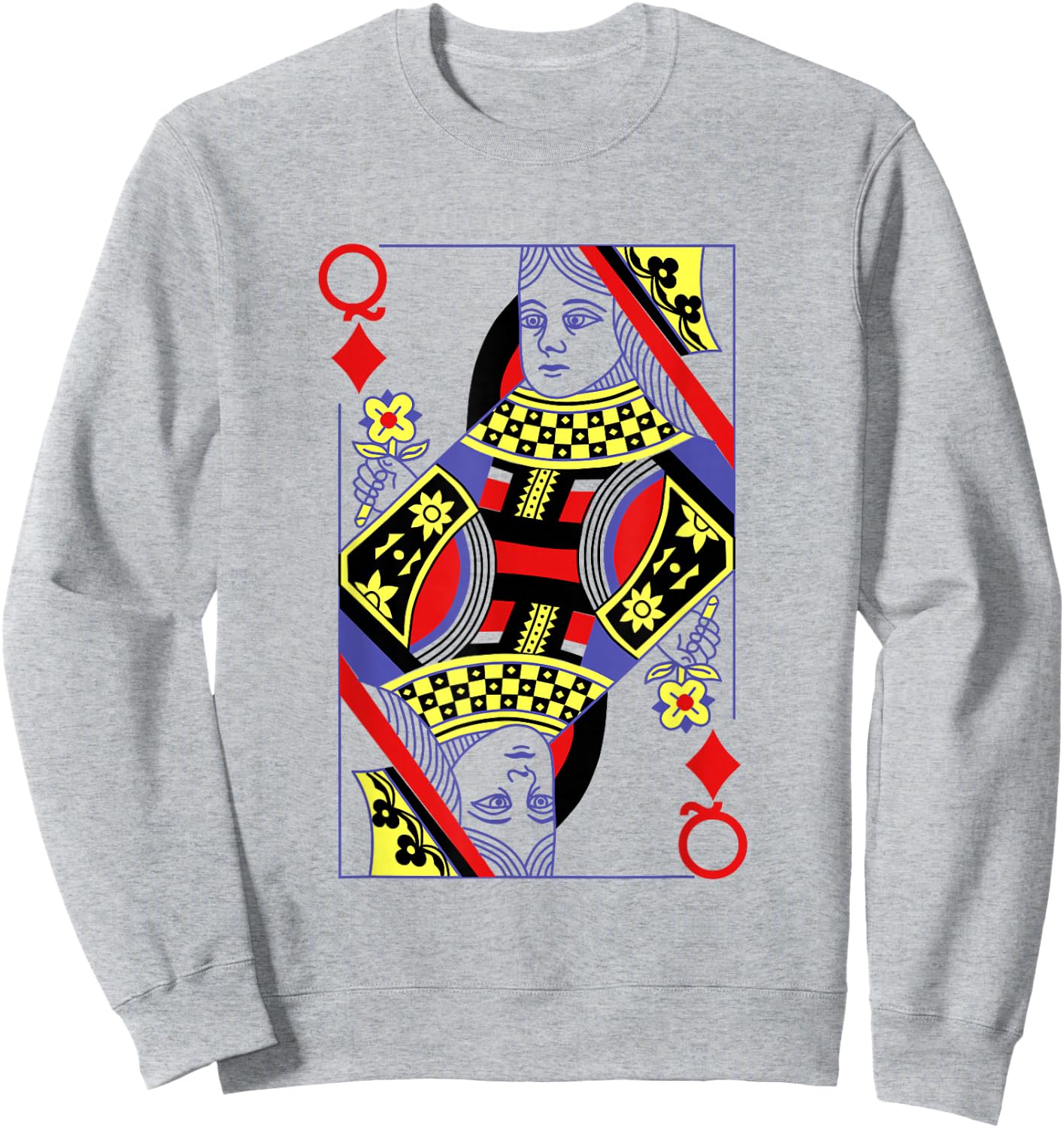 Queen of Diamonds Royal Flush Costume Halloween Poker Sweatshirt - Sweatshirt | Ash