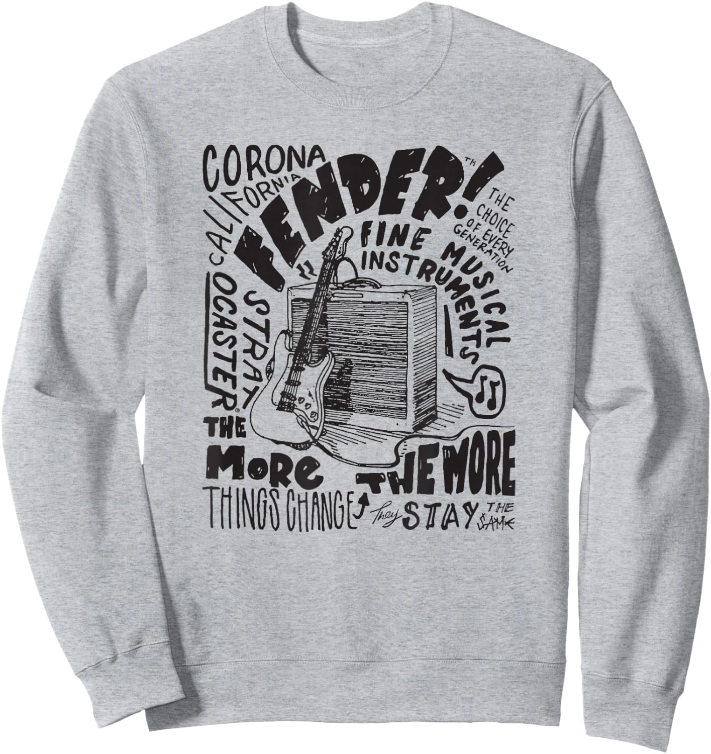 Fender Corona CA Guitar and Amp Sketch Sweatshirt - Sweatshirt | Ash