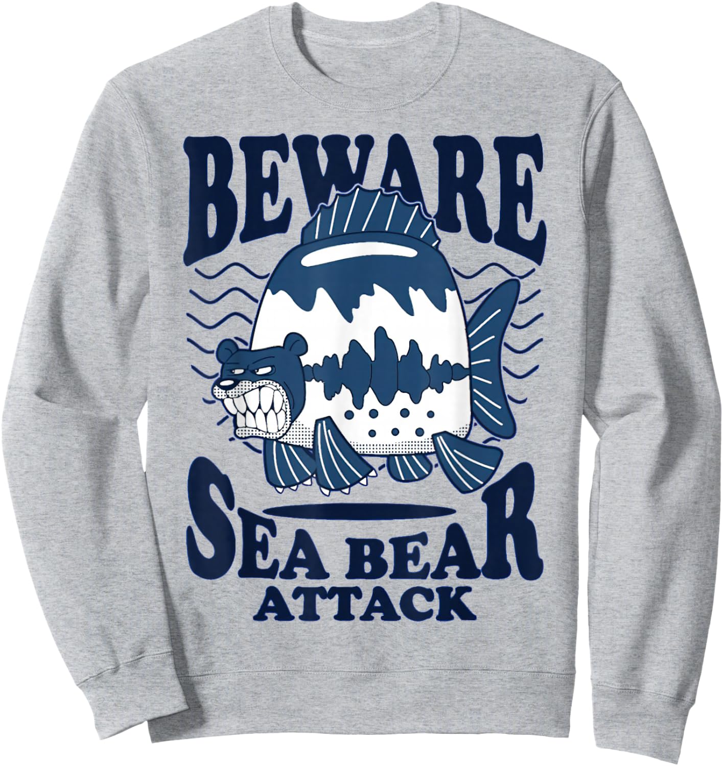 Beware Sea Bear Attack Sweatshirt - Sweatshirt | Ash