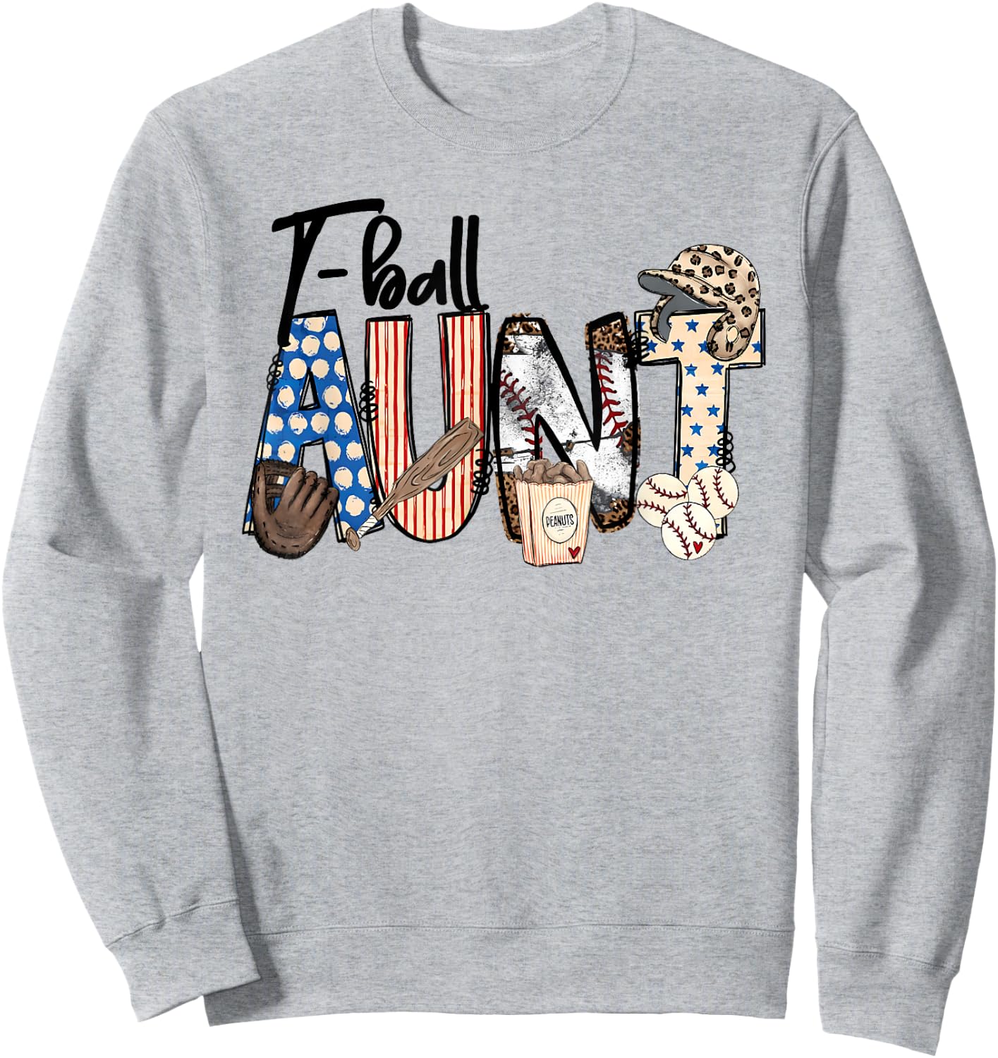 T-ball Aunt Auntie Proud ball Aunt Mother's Day Sports Sweatshirt - Sweatshirt | Ash