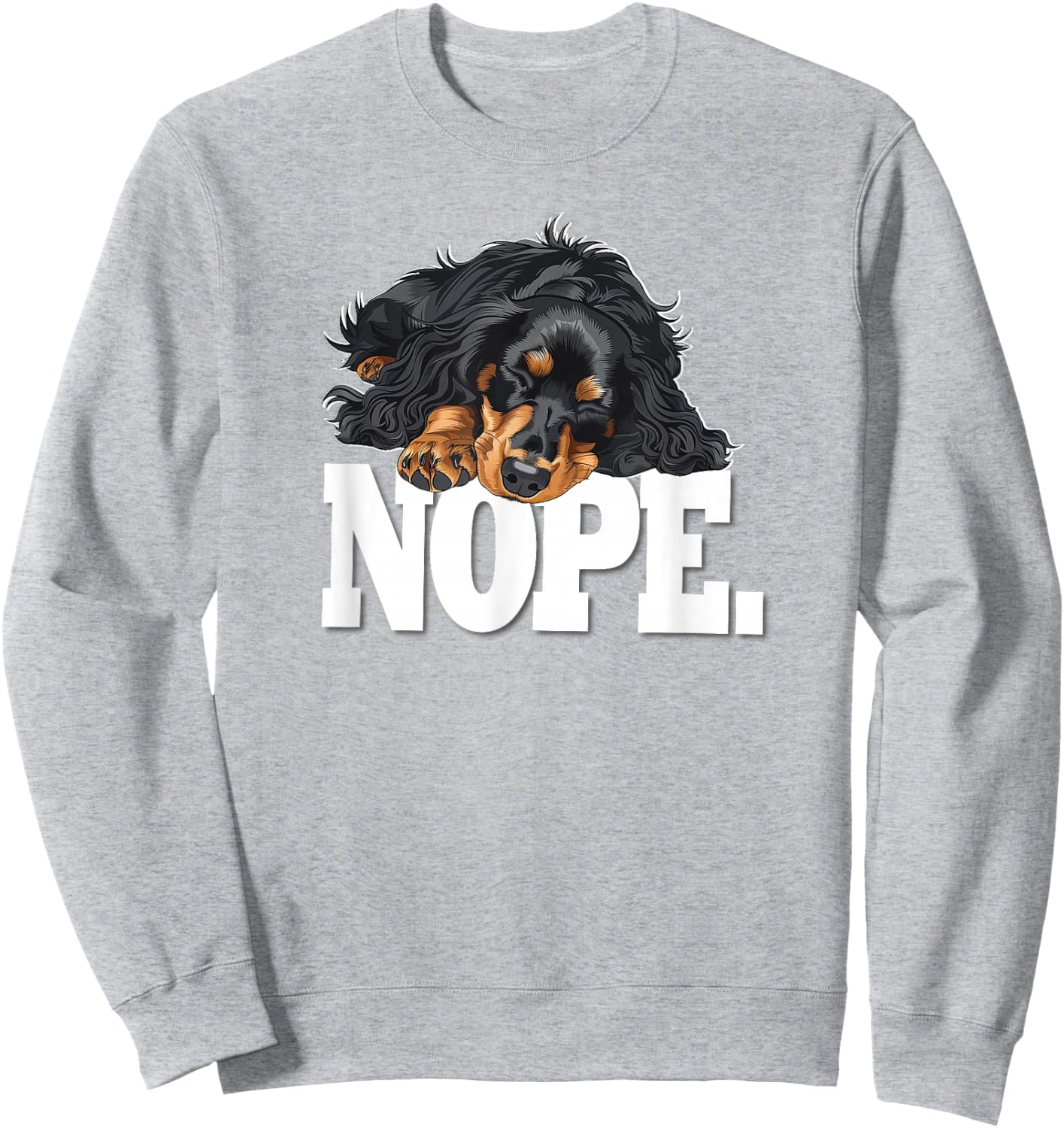Funny Sleeping NOPE Black Long Haired Dachshund Lover Sweatshirt - Sweatshirt | Ash