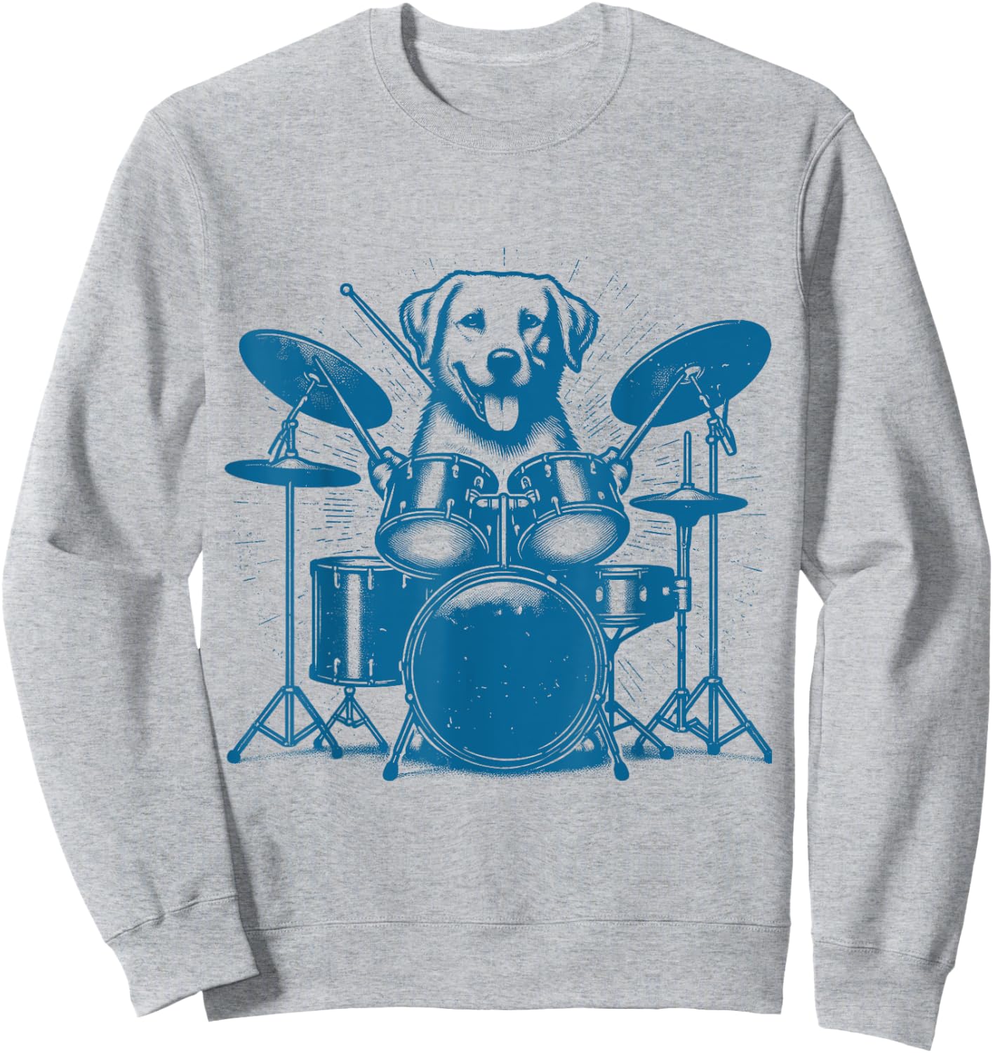 Drummer Dog Playing Drums Vintage Art Dog On Drums Women Sweatshirt - Sweatshirt | Ash