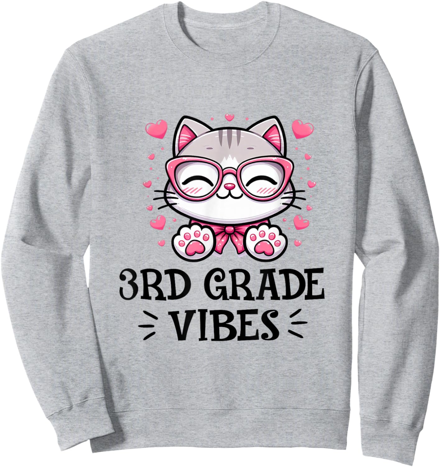 Third 3rd Grade Vibes Back to School Cute Cat Cute For Girls Sweatshirt - Sweatshirt | Ash