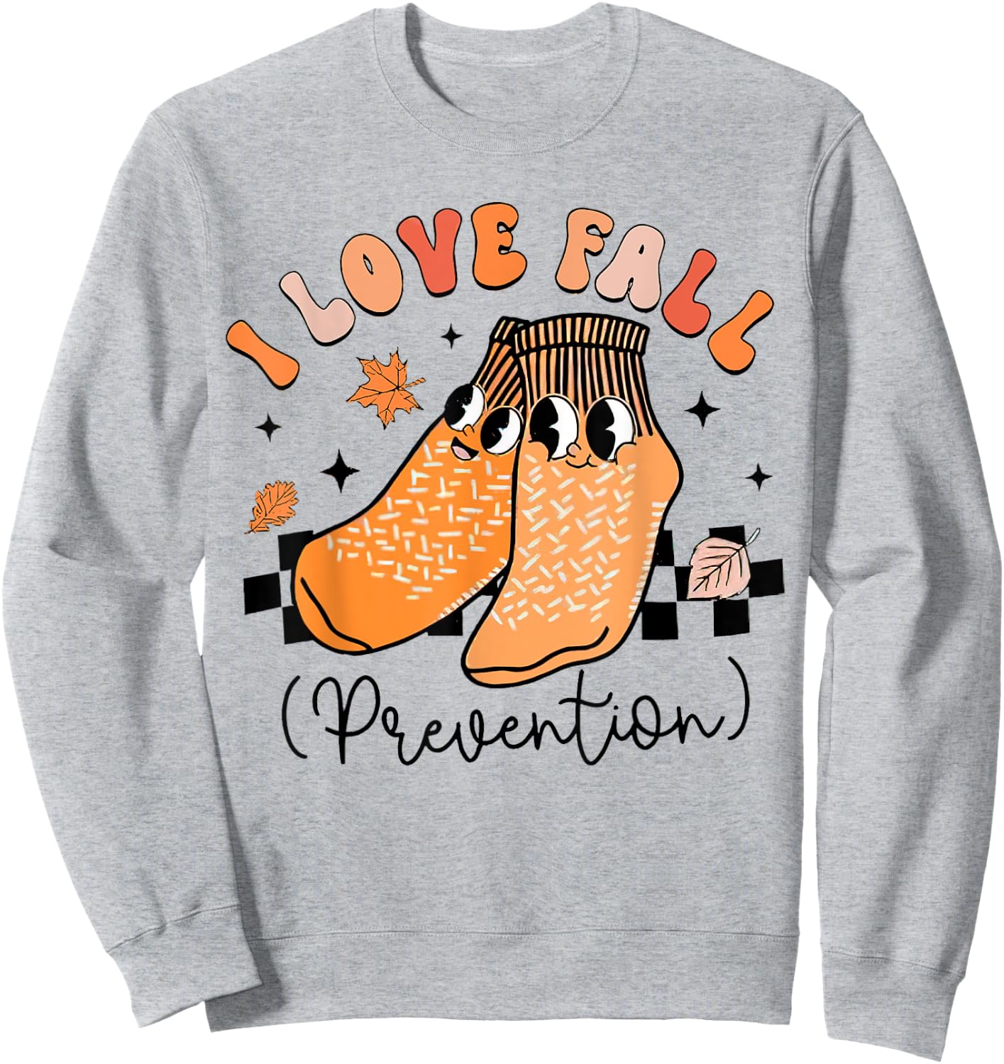 Groovy Retro I Love Fall Prevention, Fall Physical Therapy Sweatshirt - Sweatshirt | Ash