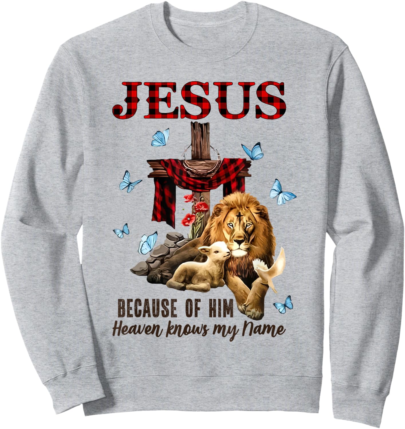 FAITH Jesus Lion Lamb Heaven Know My Name Sweatshirt - Sweatshirt | Ash