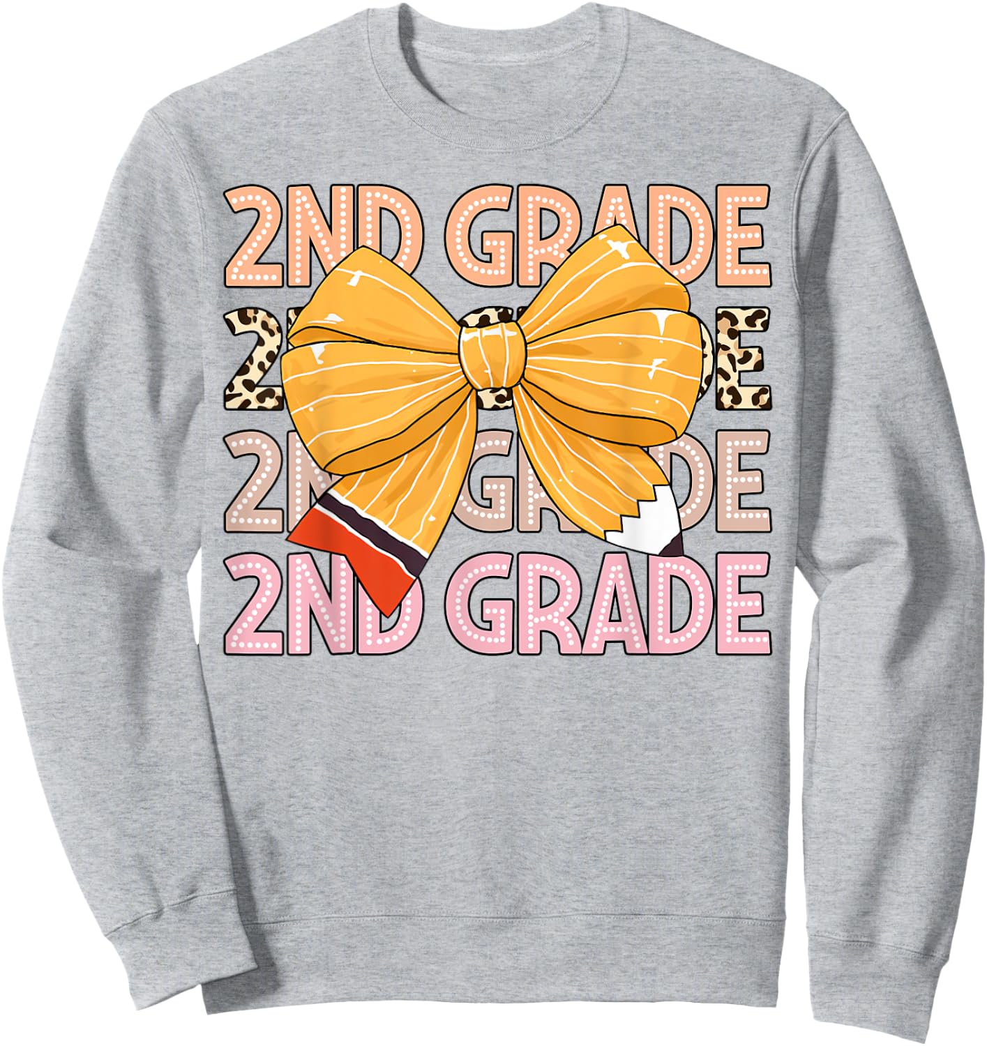 2nd Grade Teacher Pencil Coquette Bow Back To School Women Girls Kids Sweatshirt - Sweatshirt | Ash