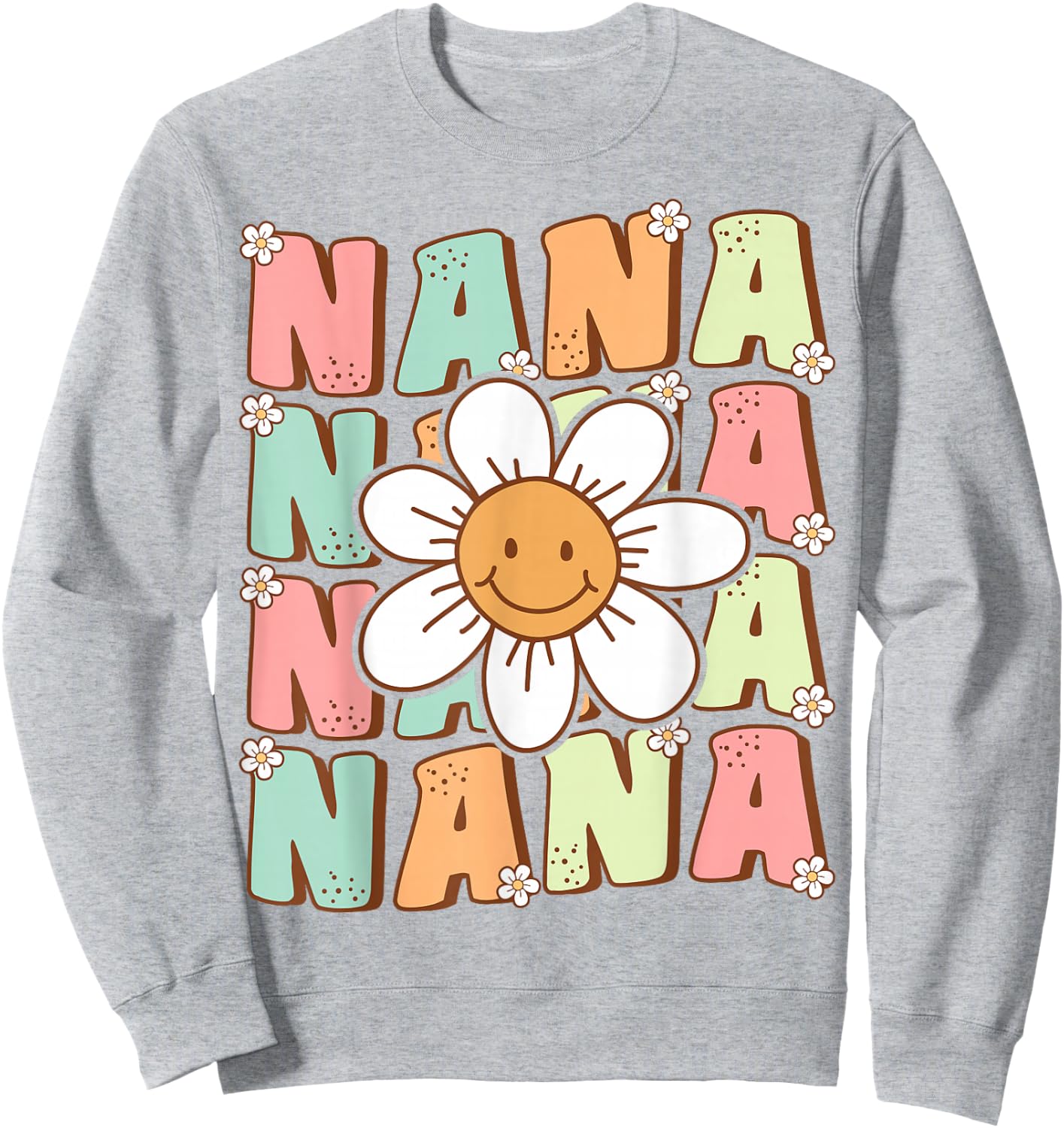 Cute Groovy Nana 70s Family Birthday Party Daisy Flower Sweatshirt - Sweatshirt | Ash