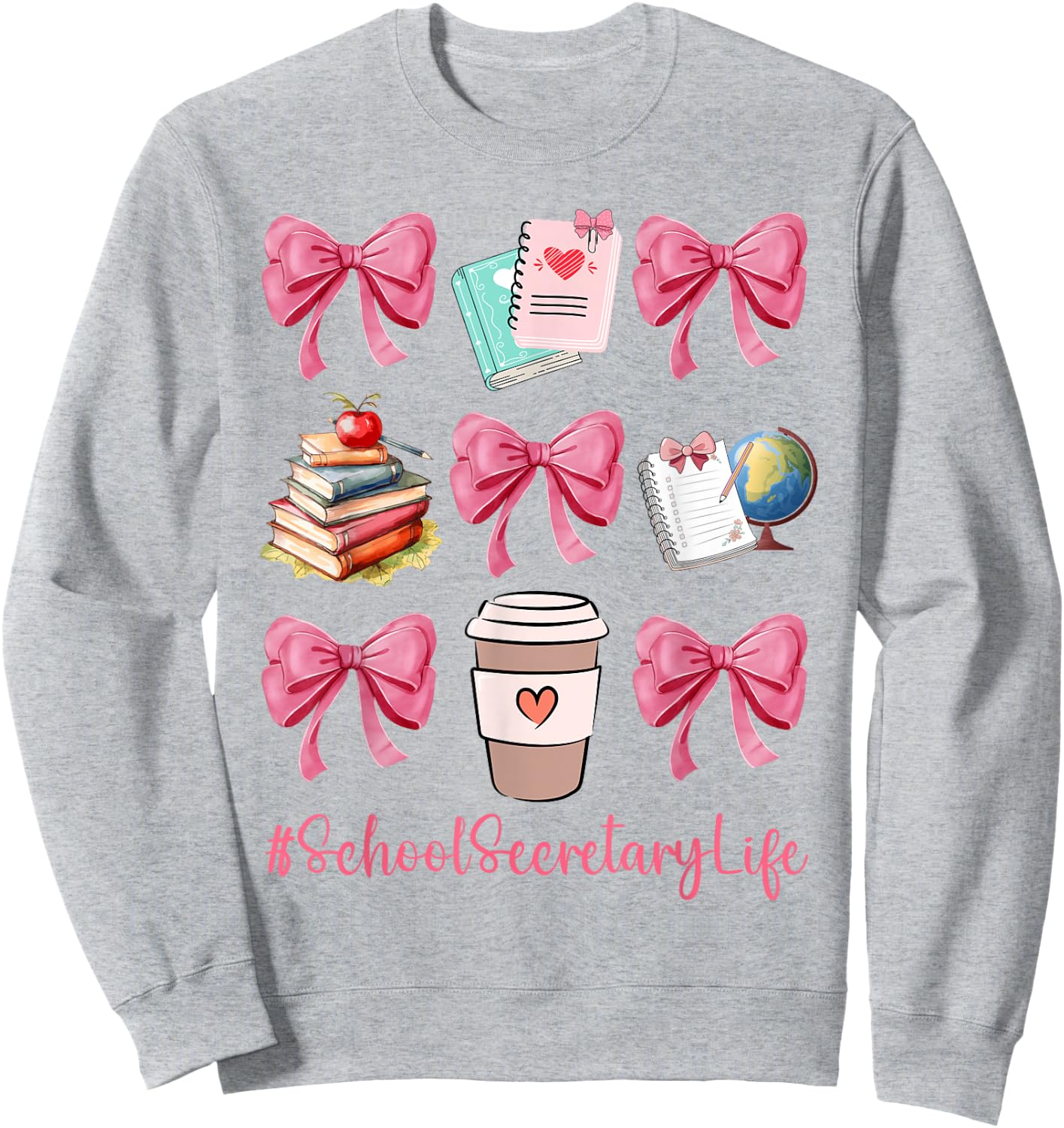 Cute Coquette Bows School Secretary Life Back To School Gift Sweatshirt - Sweatshirt | Ash