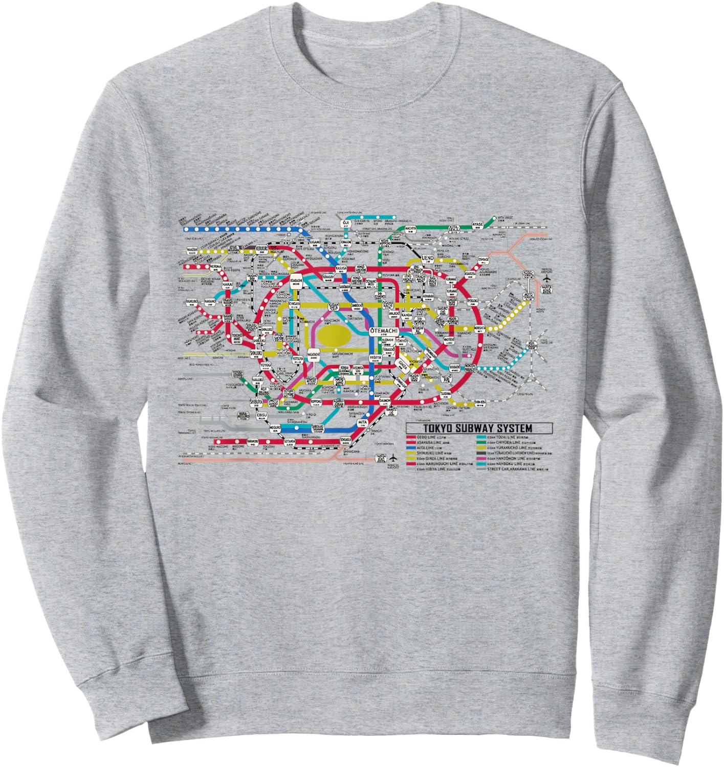 Tokyo Subway Map - Map of the Tokyo Subway System Sweatshirt - Sweatshirt | Ash