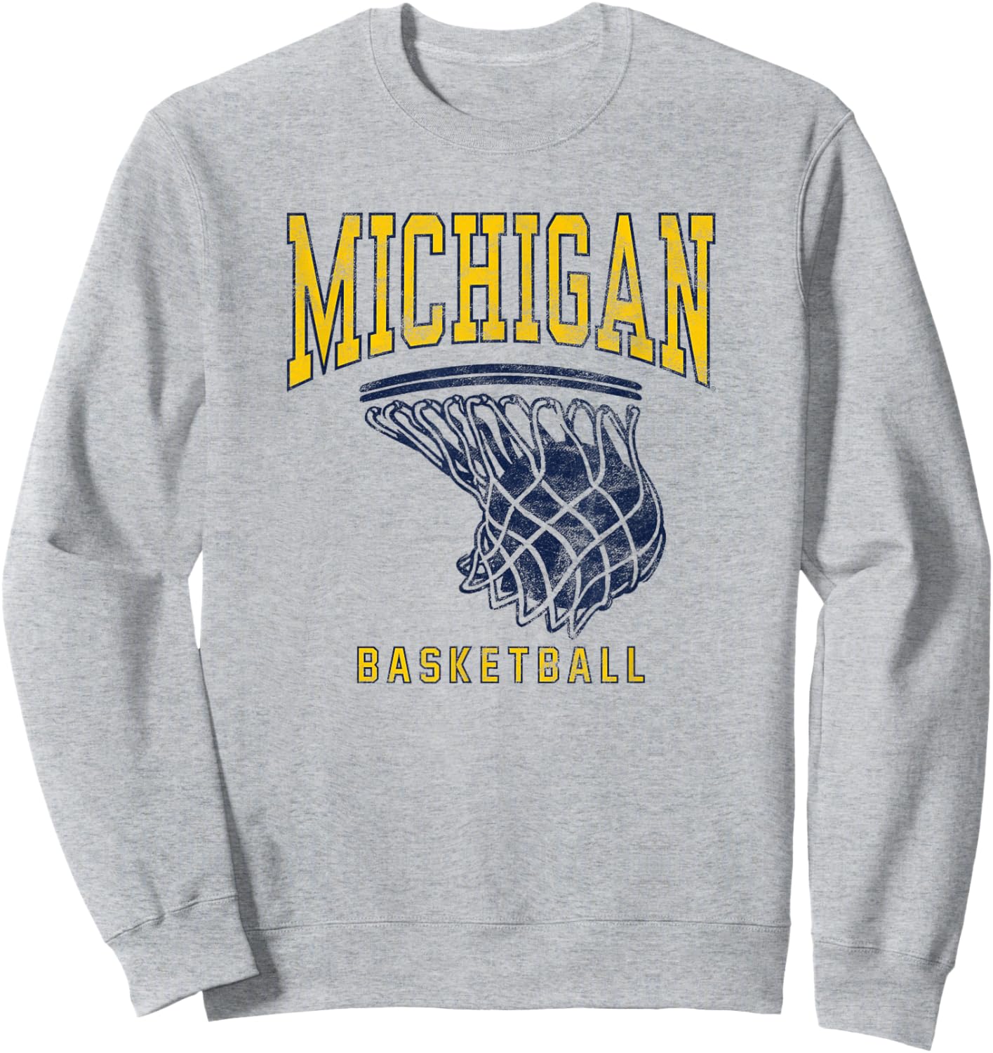 University of Michigan Wolverines U of M Basketball Hoop Sweatshirt - Sweatshirt | Ash
