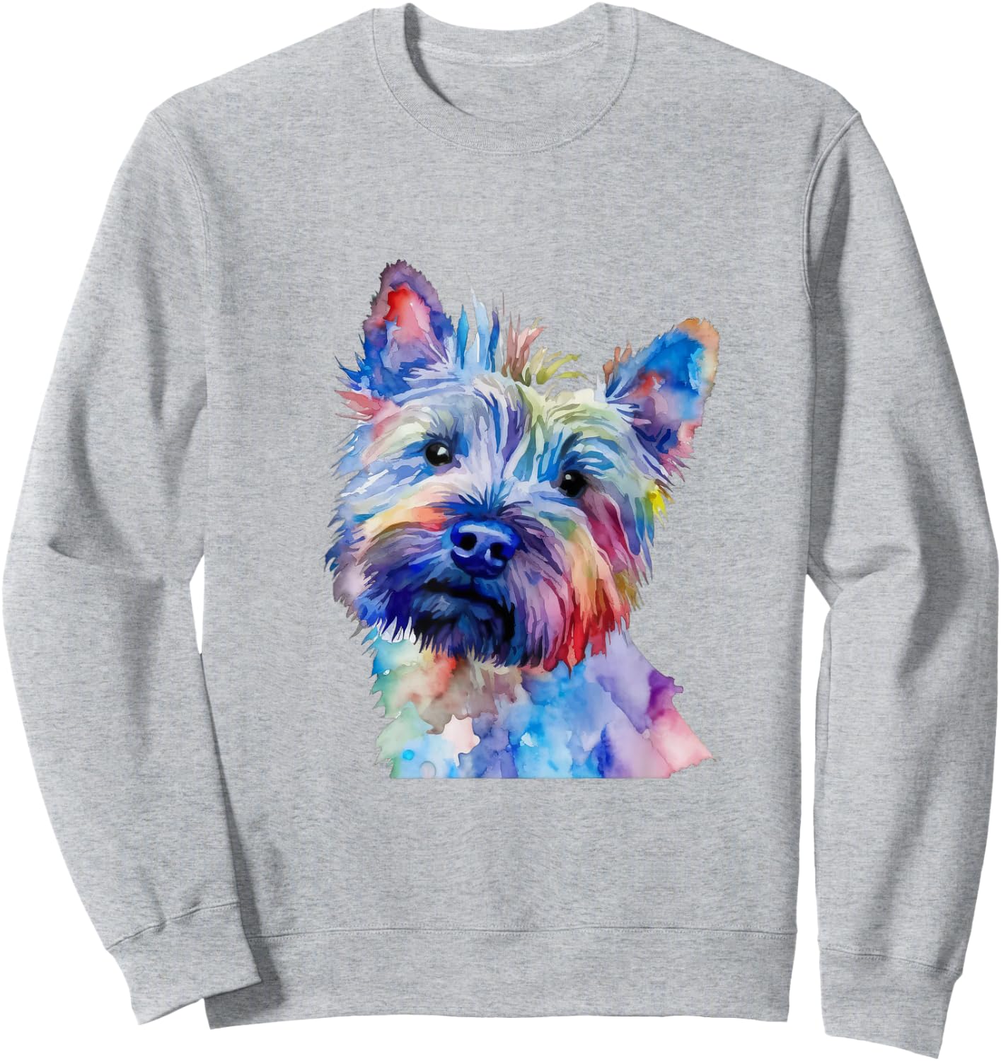 Cairn Terrier Dog Colorful Watercolor Dog Men Women Kids Sweatshirt - Sweatshirt | Ash