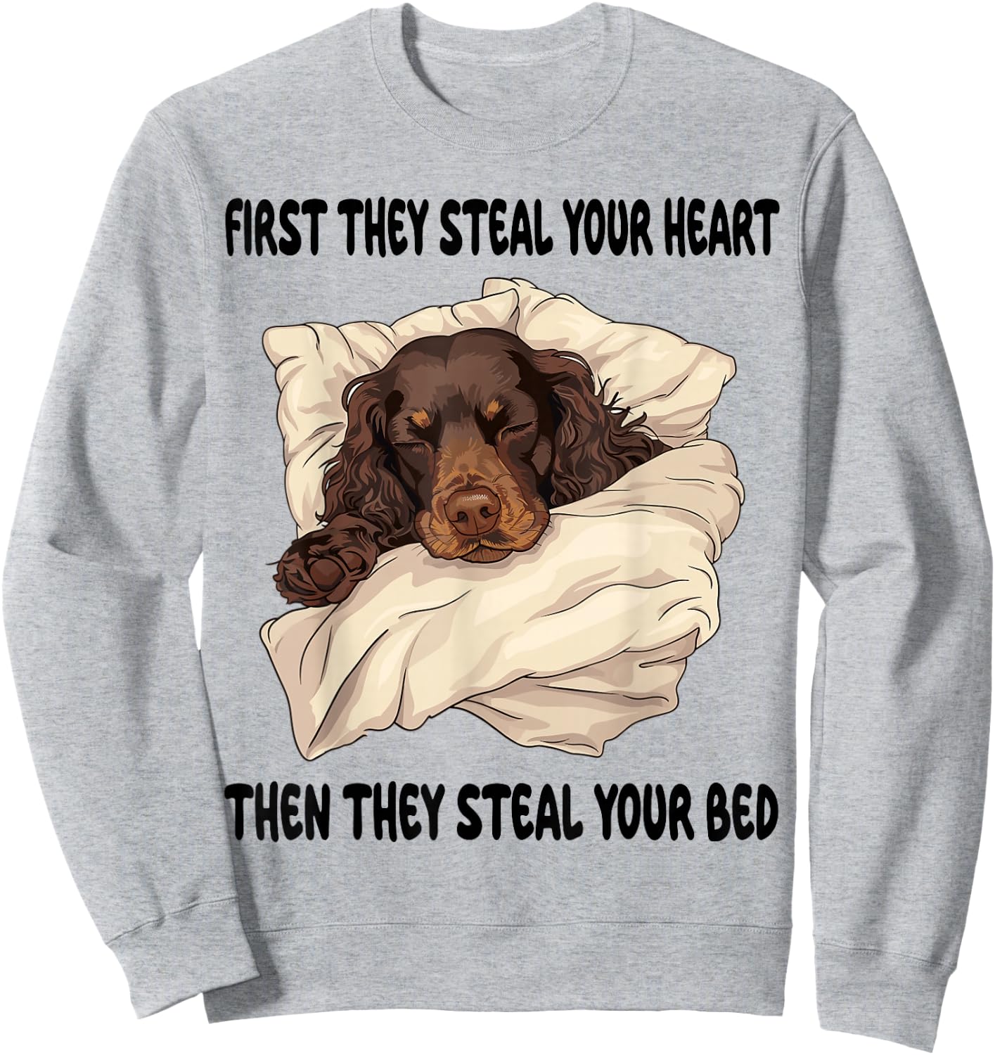 Boykin Spaniel Sleeping Pajamas Nightgown Sweatshirt - Sweatshirt | Ash