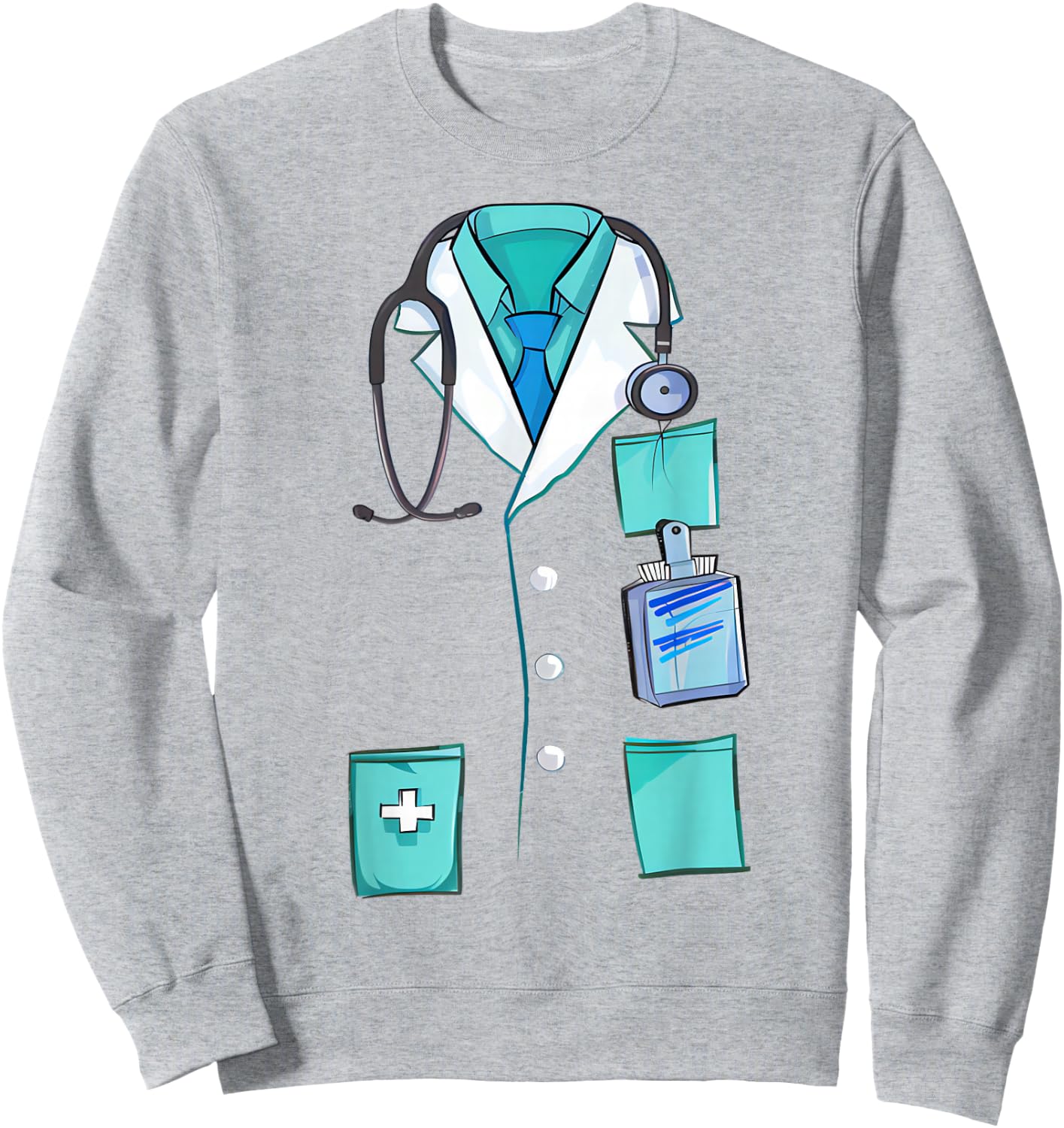 Doctor Costume Halloween White Lab Coat Men Women Kids Sweatshirt - Sweatshirt | Ash