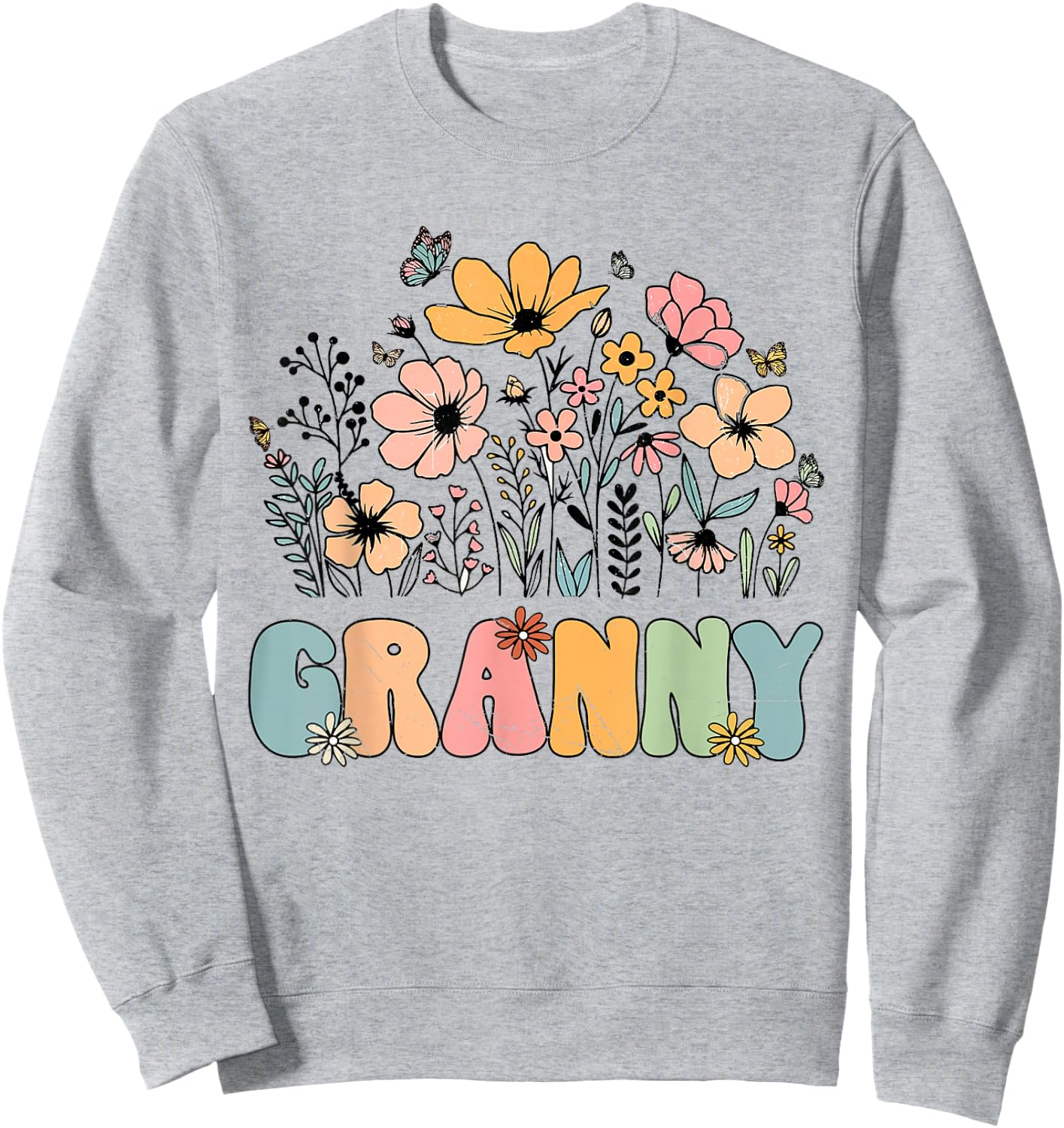 Wildflower Granny shirt for Grandma Grandmother Announcement Sweatshirt - Sweatshirt | Ash