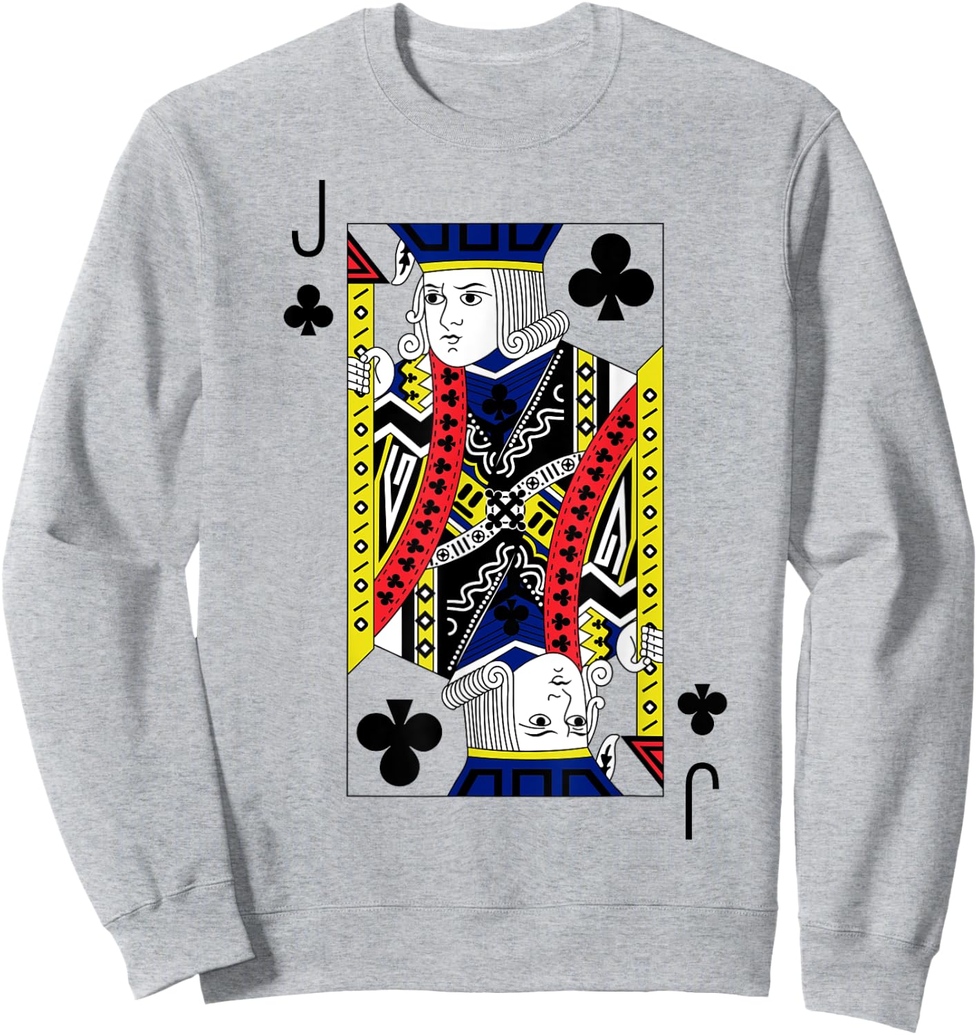 Jack of Clubs Playing Cards Halloween Party Costume Vintage Sweatshirt - Sweatshirt | Ash