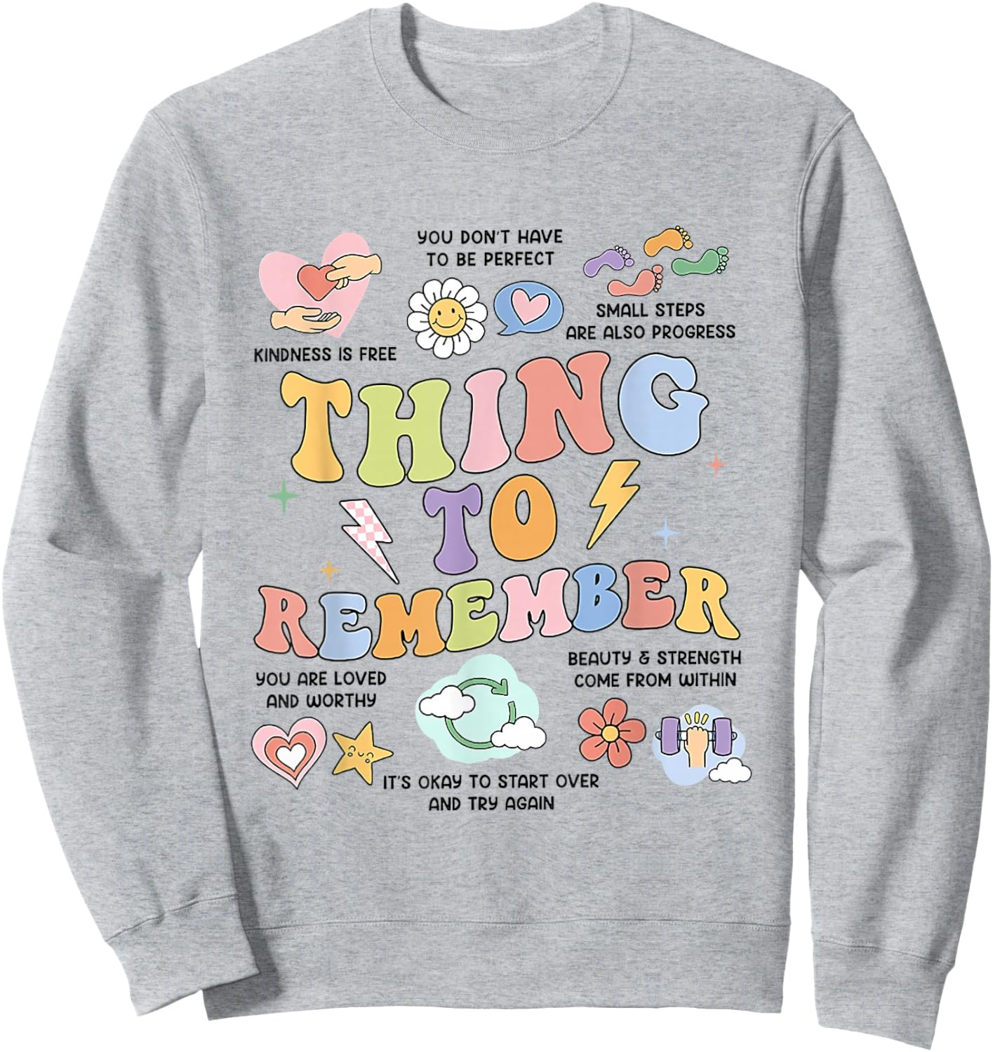 Mental Health Things to Remember CBT DBT Therapy Counseling Sweatshirt - Sweatshirt | Ash