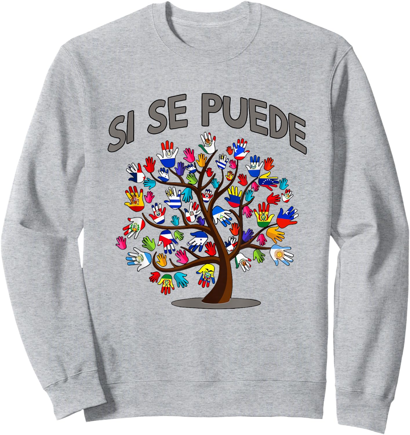 Hispanic Heritage Month Si Se Puede Tree Roots Latina Flag Sweatshirt - Sweatshirt | Ash