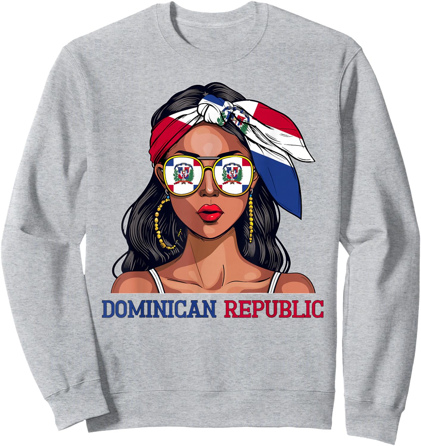 Dominican Souvenirs Woman Flag Roots Dominican Republic Sweatshirt - Sweatshirt | Ash