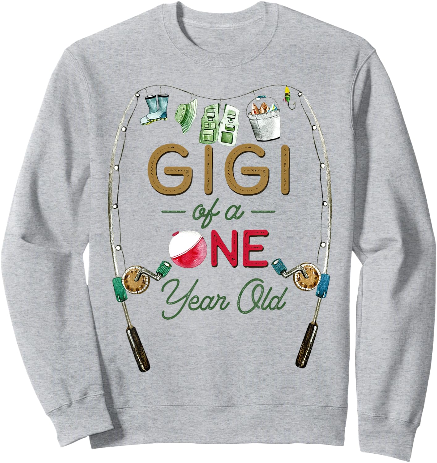 Gigi of The Big One Fishing Boy 1rst Birthday Ofishally Sweatshirt - Sweatshirt | Ash
