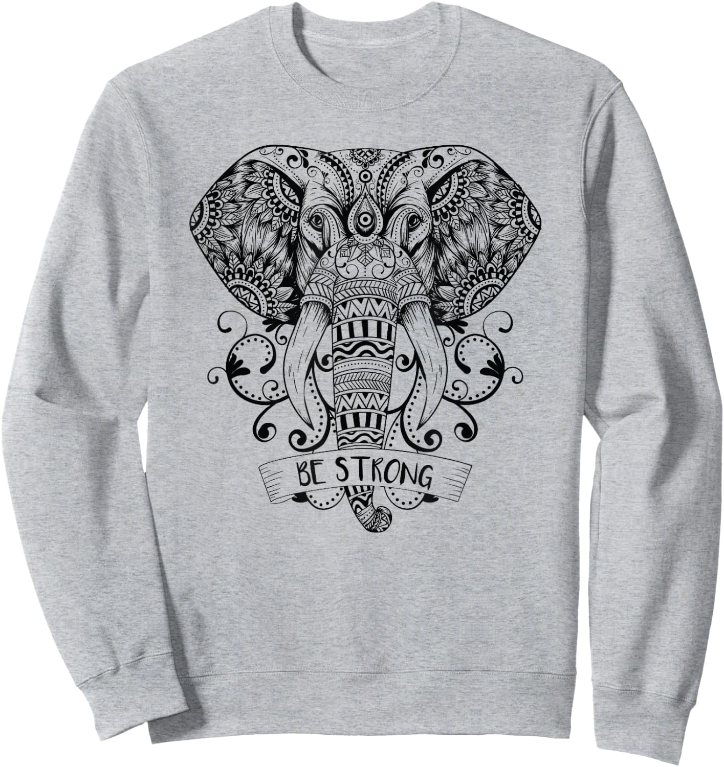 Elephant Yoga Elephant Mandala Ganesha Chakra Tribal Sweatshirt - Sweatshirt | Ash