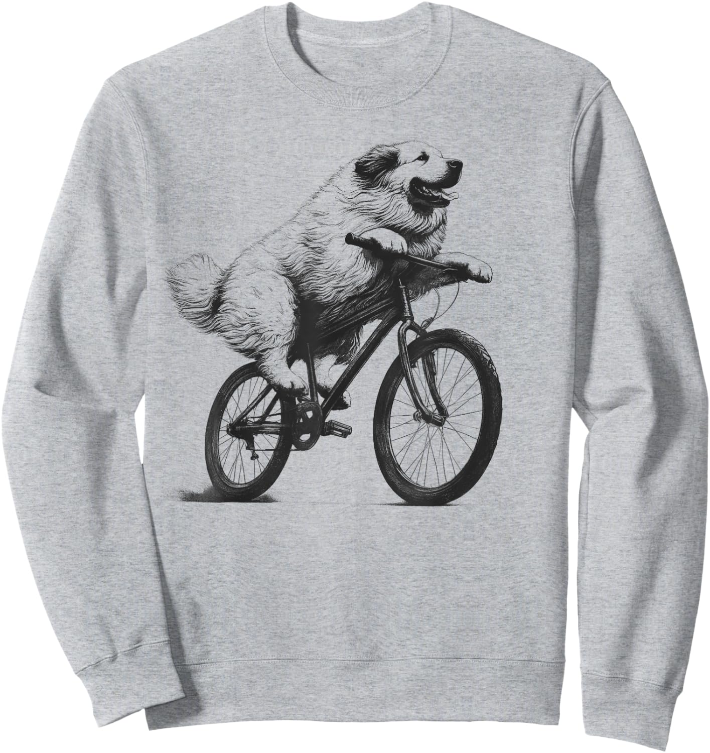 Great Pyrenees Dog Riding a Bike Bicycle Cycling Lover Sweatshirt - Sweatshirt | Ash