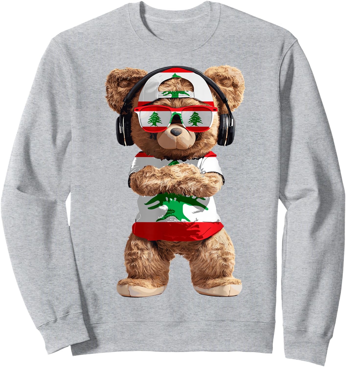 Lebanon Flag Souvenirs Bear Outfit Products Lebanese Sweatshirt - Sweatshirt | Ash