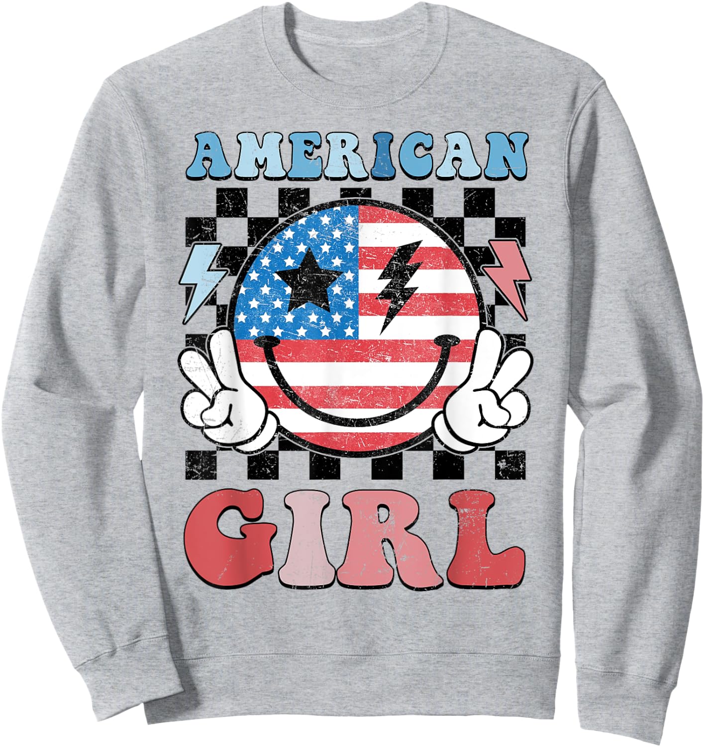 American Girl Toddler Teens Kids 4th of July Patriotic Sweatshirt - Sweatshirt | Ash