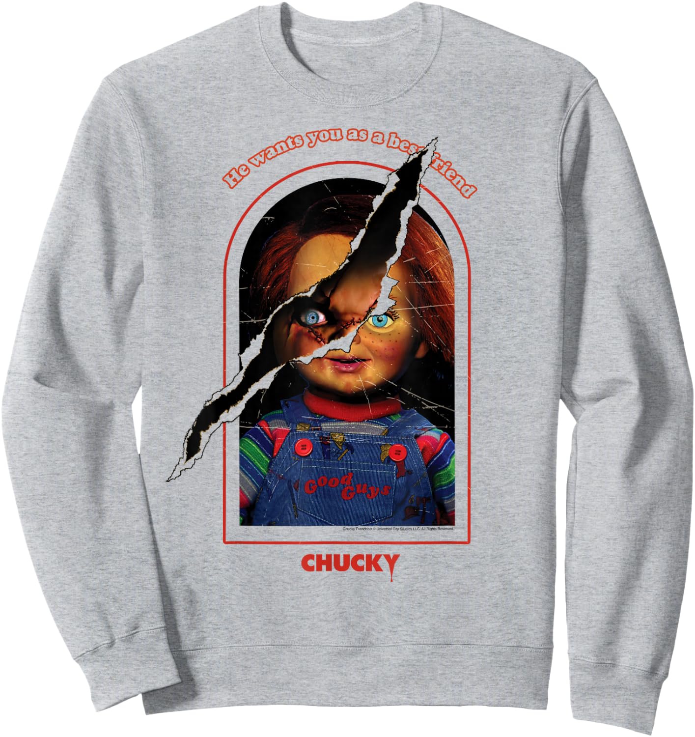 Chucky Split Face Sweatshirt - Sweatshirt | Ash