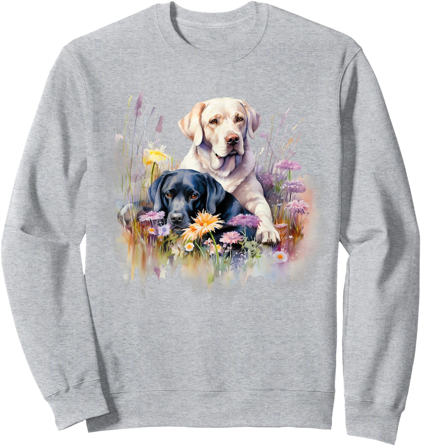 Floral Wildflower Dog Labrador Retriever Sweatshirt - Sweatshirt | Ash