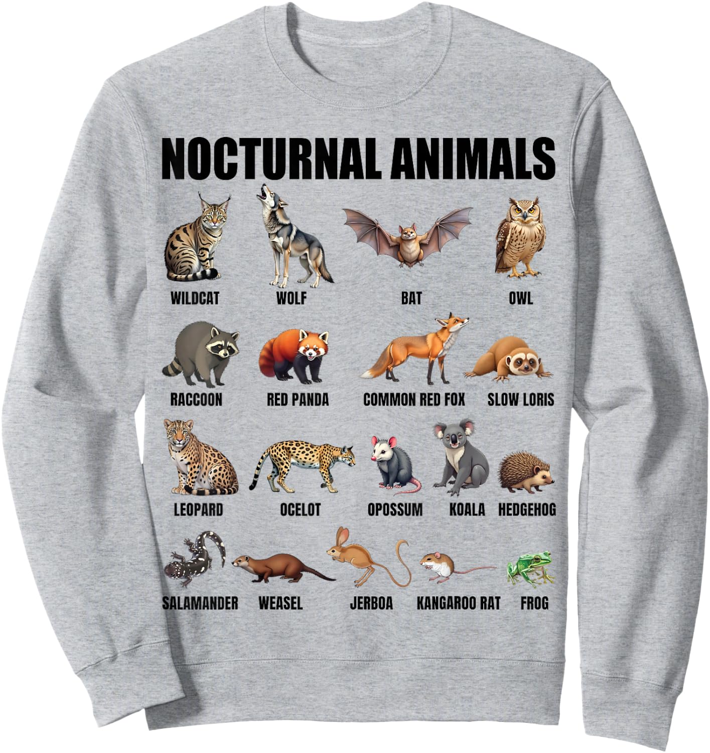 Nocturnal Animals Educational Wildlife Science Nature Lover Sweatshirt - Sweatshirt | Ash
