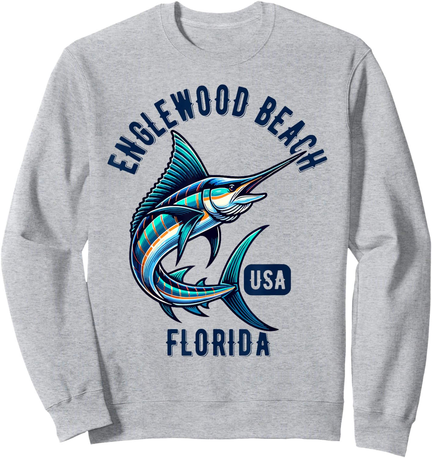 Englewood Beach Florida USA Fishing Design Sweatshirt - Sweatshirt | Ash