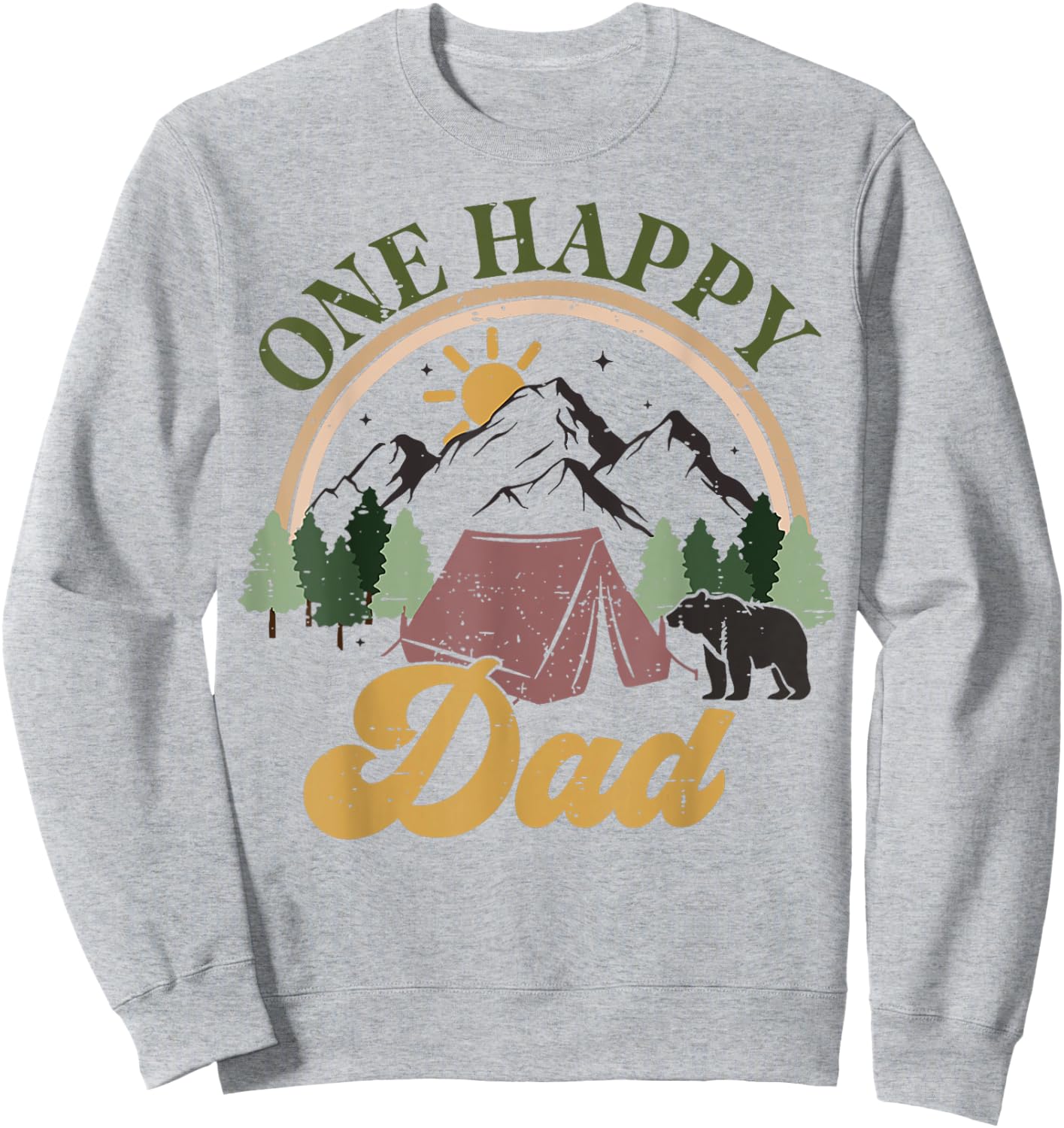 Cute One Happy Camper Birthday Decorations One Happy Dad Sweatshirt - Sweatshirt | Ash