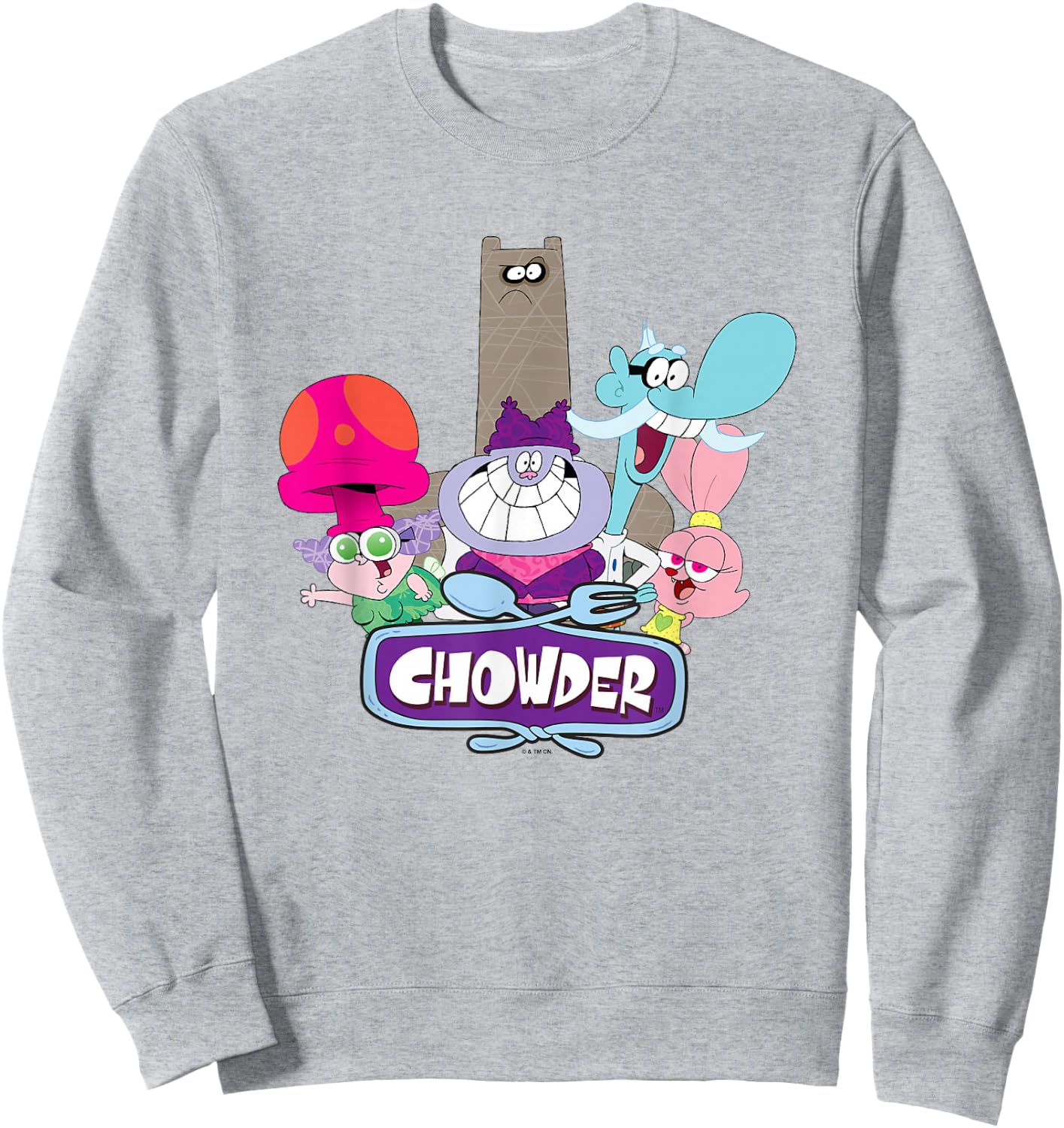 Chowder Main Characters Group Shot Logo Sweatshirt - Sweatshirt | Ash