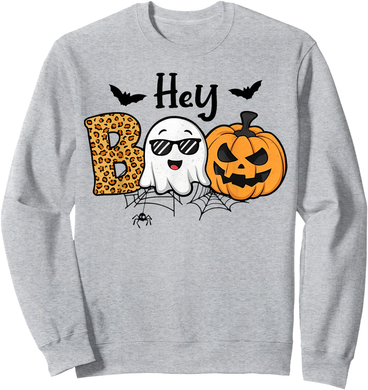 Halloween Hey Boo Ghost Pumpkin Costume Women Girls Kids Sweatshirt - Sweatshirt | Ash