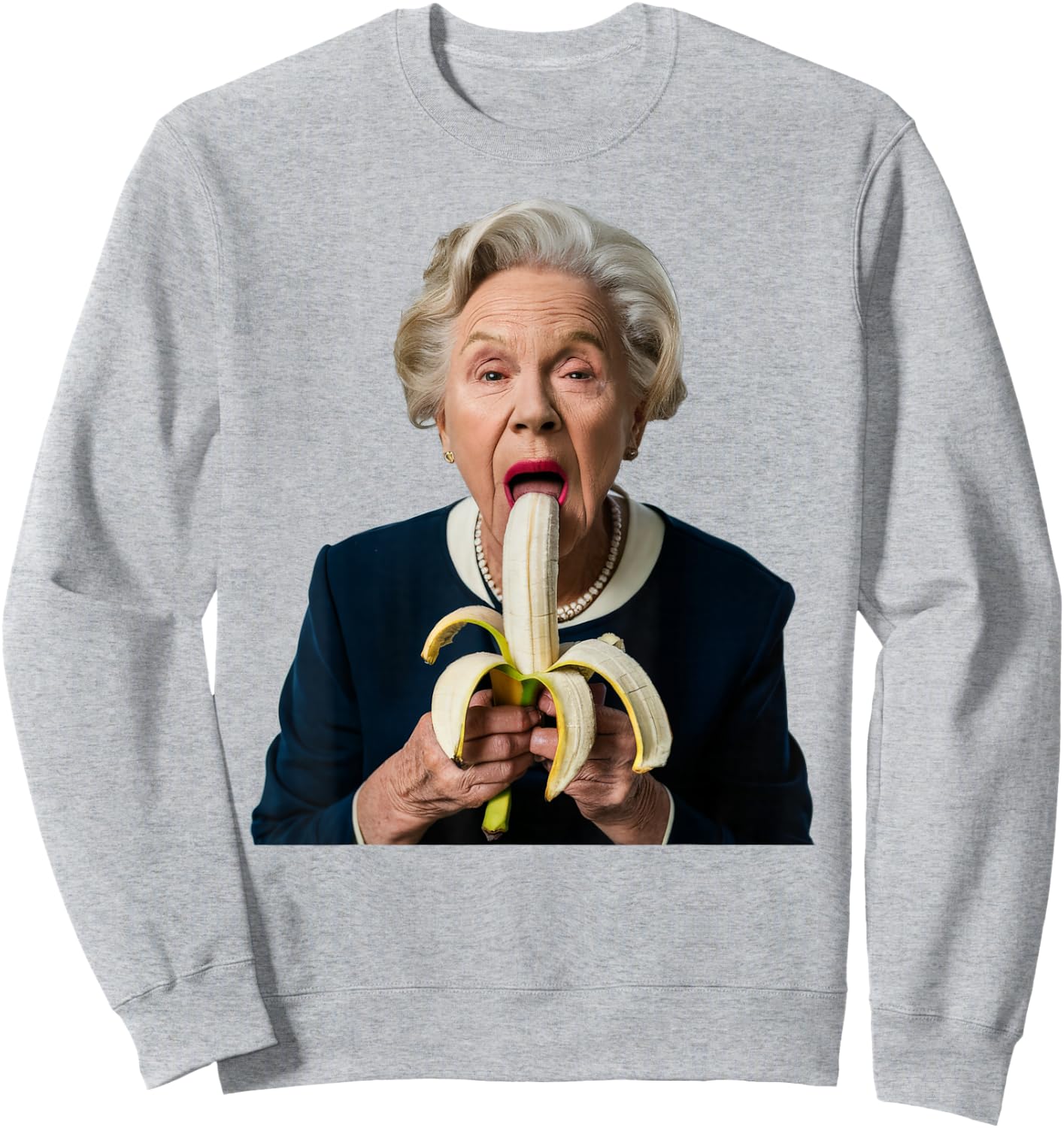 Oma Leckt Eis Creme Shirts Grandma Eats Banana Sweatshirt - Sweatshirt | Ash