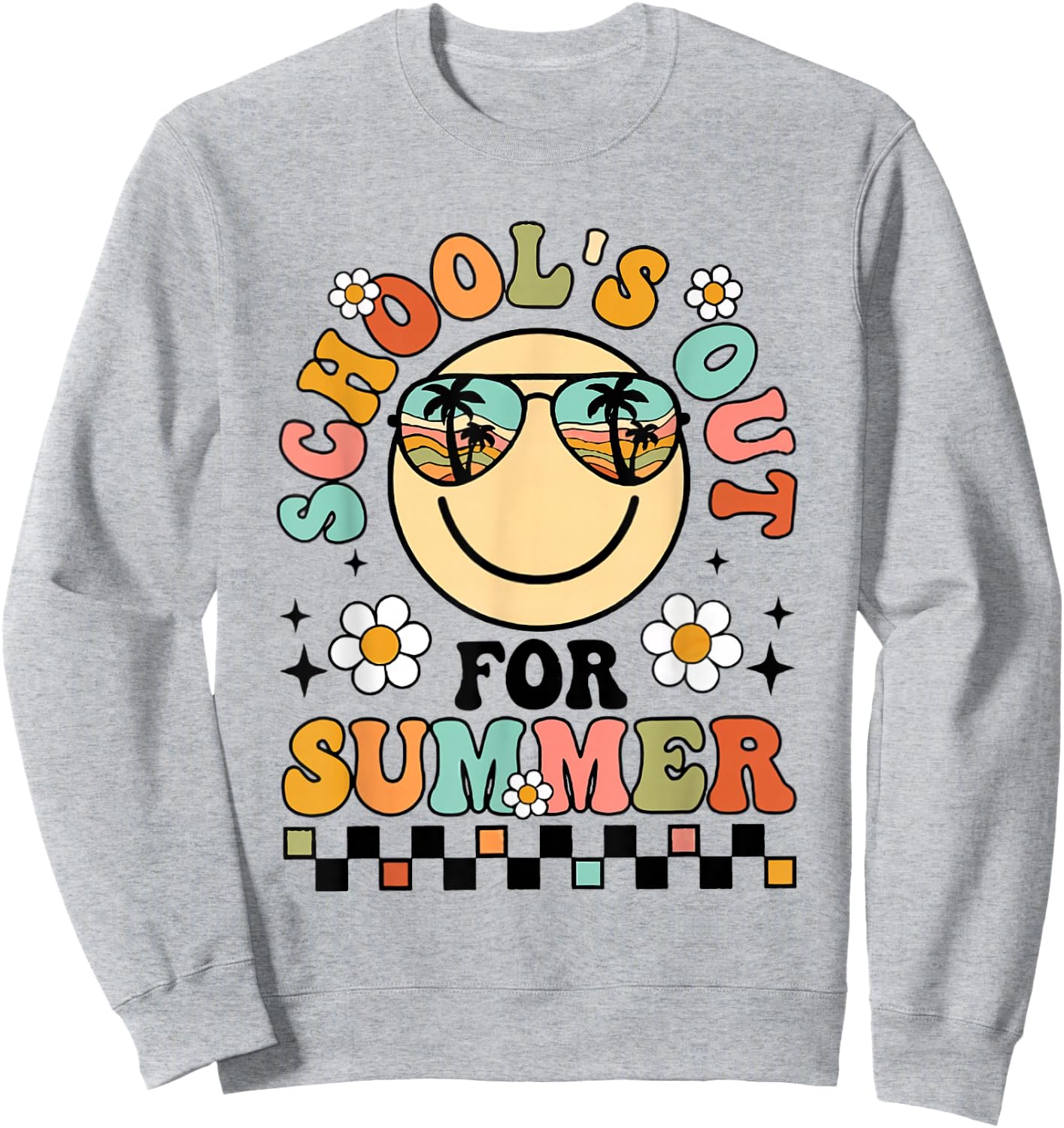 Retro Schools Out For Summer Kindergarten Grad Toddler Kids Sweatshirt - Sweatshirt | Ash