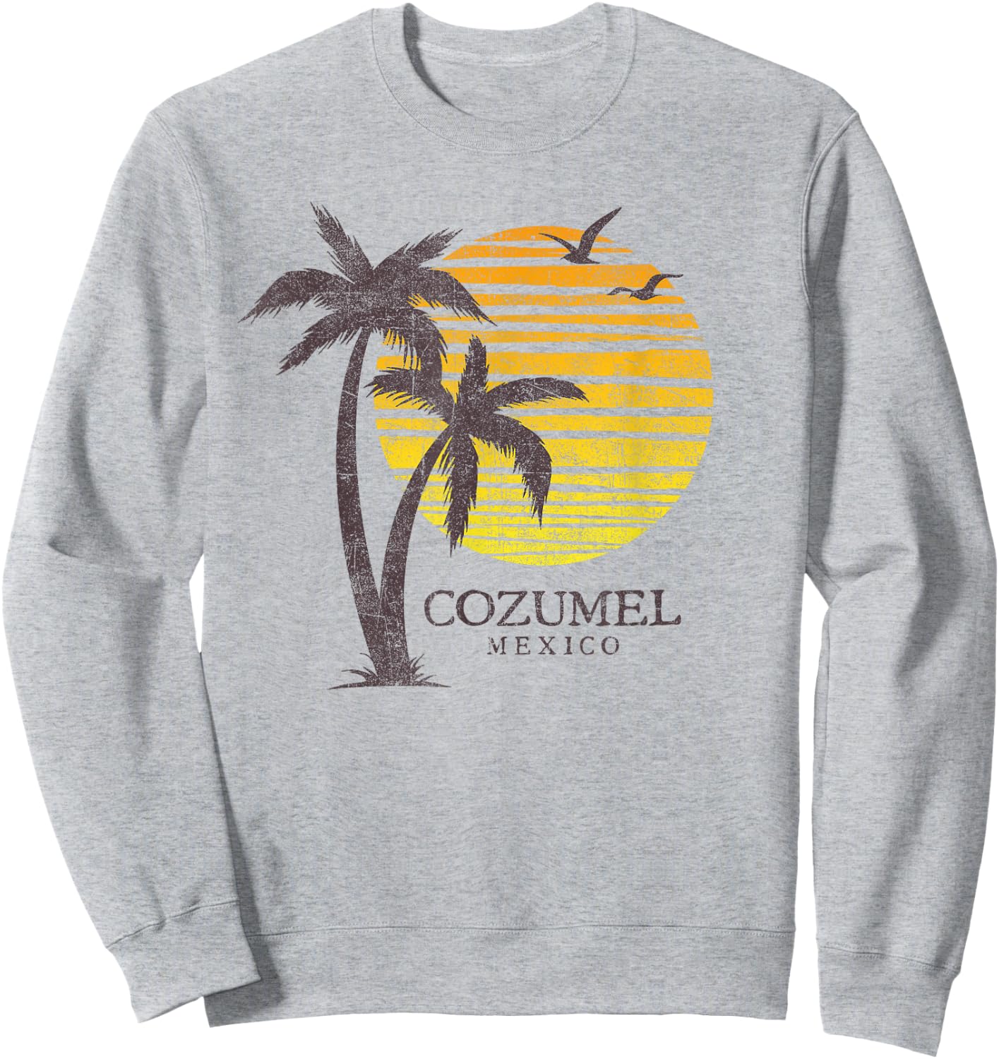 Cozumel Mexico Souvenir Beach Sunset Vintage Sweatshirt - Sweatshirt | Ash