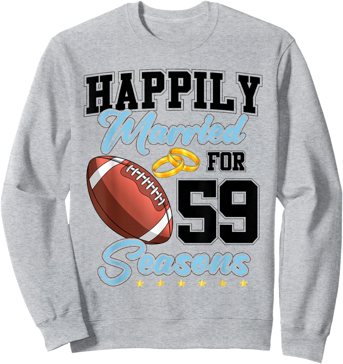 59th Wedding Anniversary Football Couples 59 Years Marriage Sweatshirt - Sweatshirt | Ash