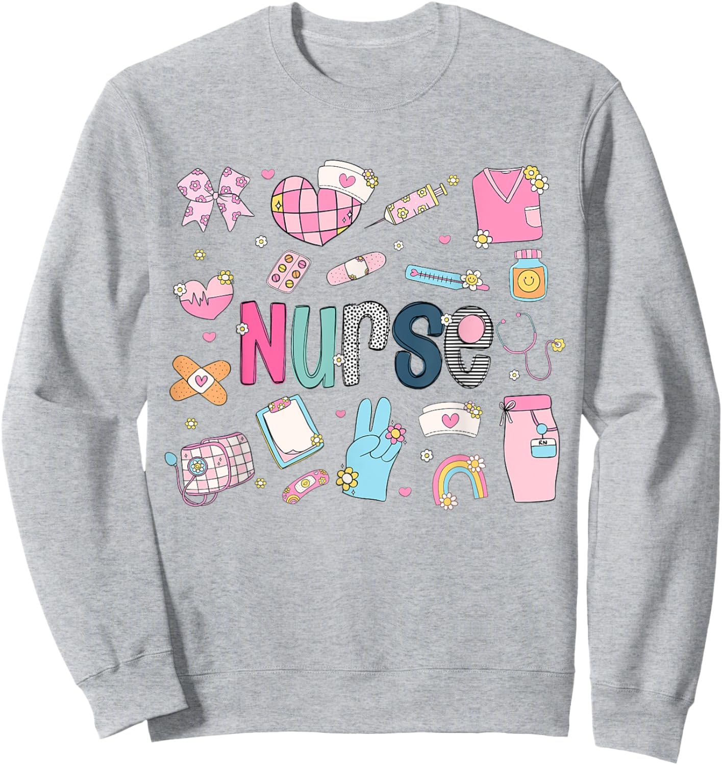 Cute Nurse Retro RN LPN Women Nurses School Life Work Scrub Sweatshirt - Sweatshirt | Ash
