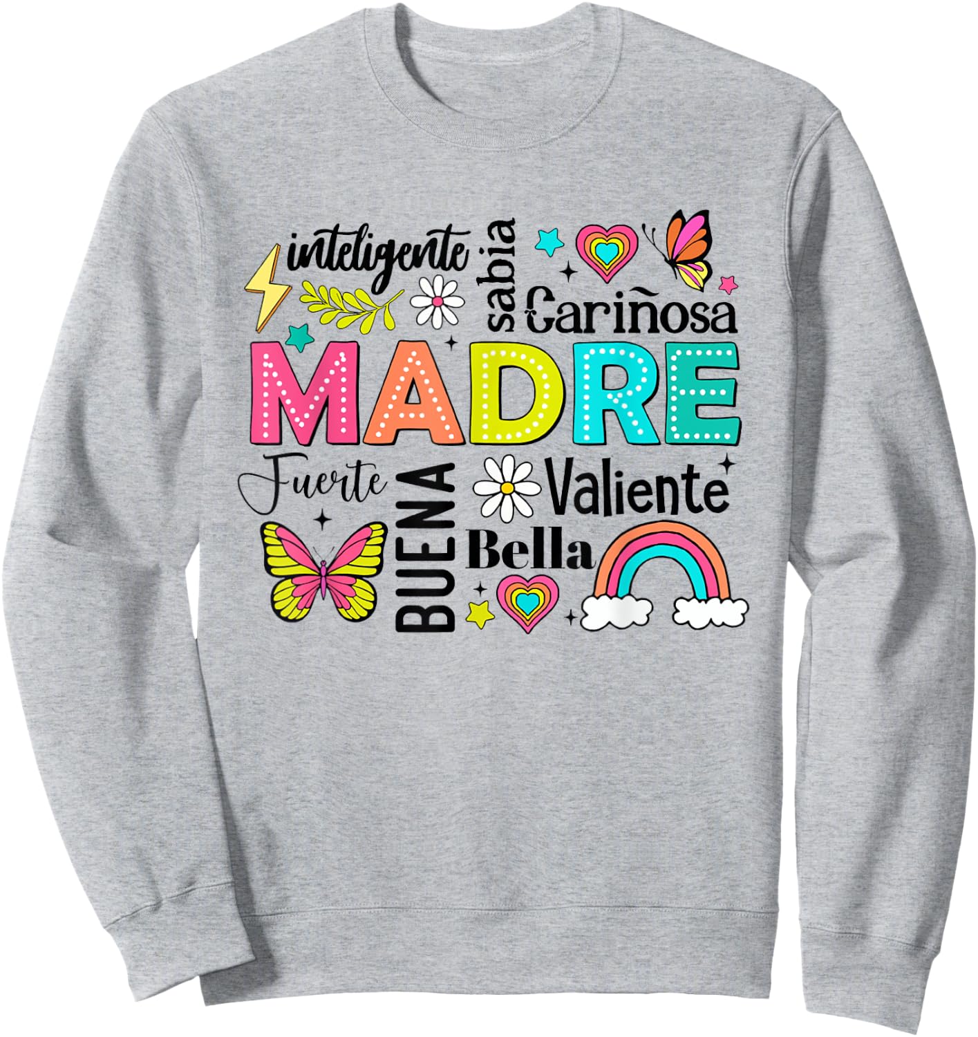 Retro Madre Ella Es Mamá Spanish Blessed Mom Mother's Day Sweatshirt - Sweatshirt | Ash
