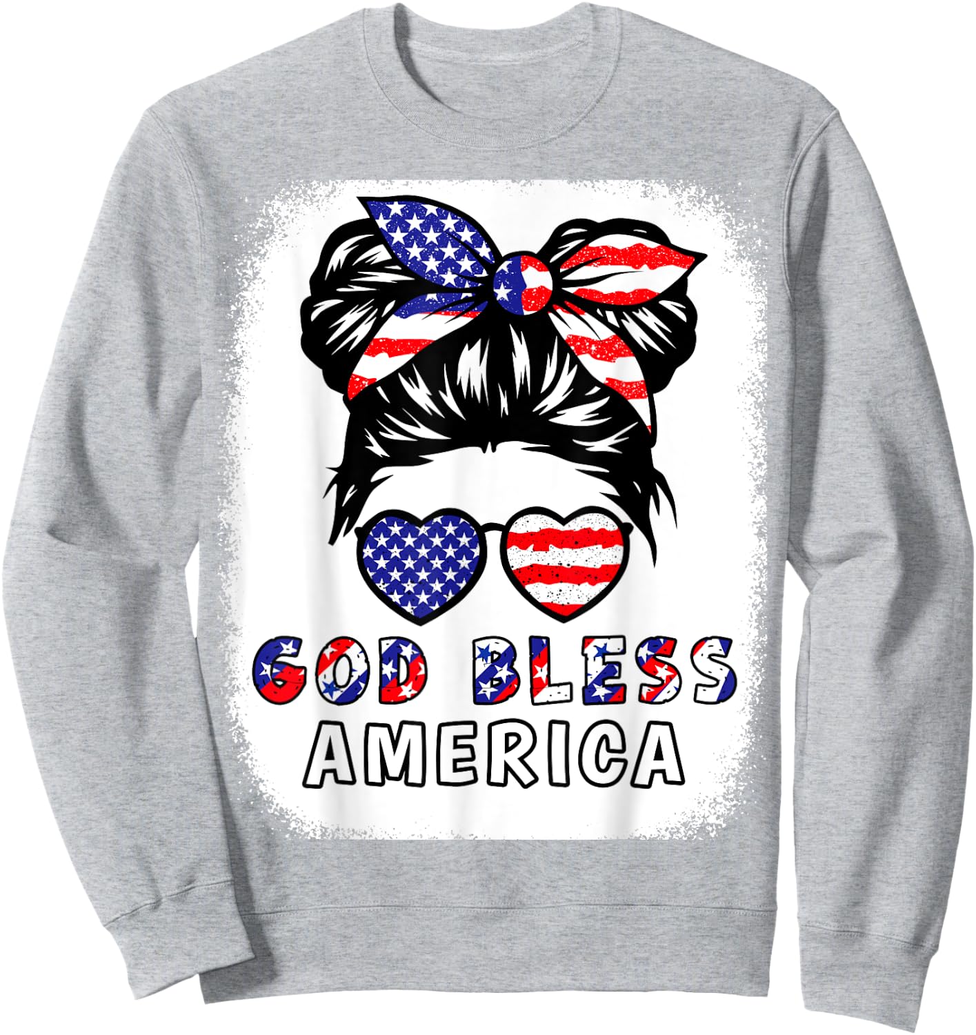 Girl God Bless America 4th July Daughter Toddler Patriotic Sweatshirt - Sweatshirt | Ash