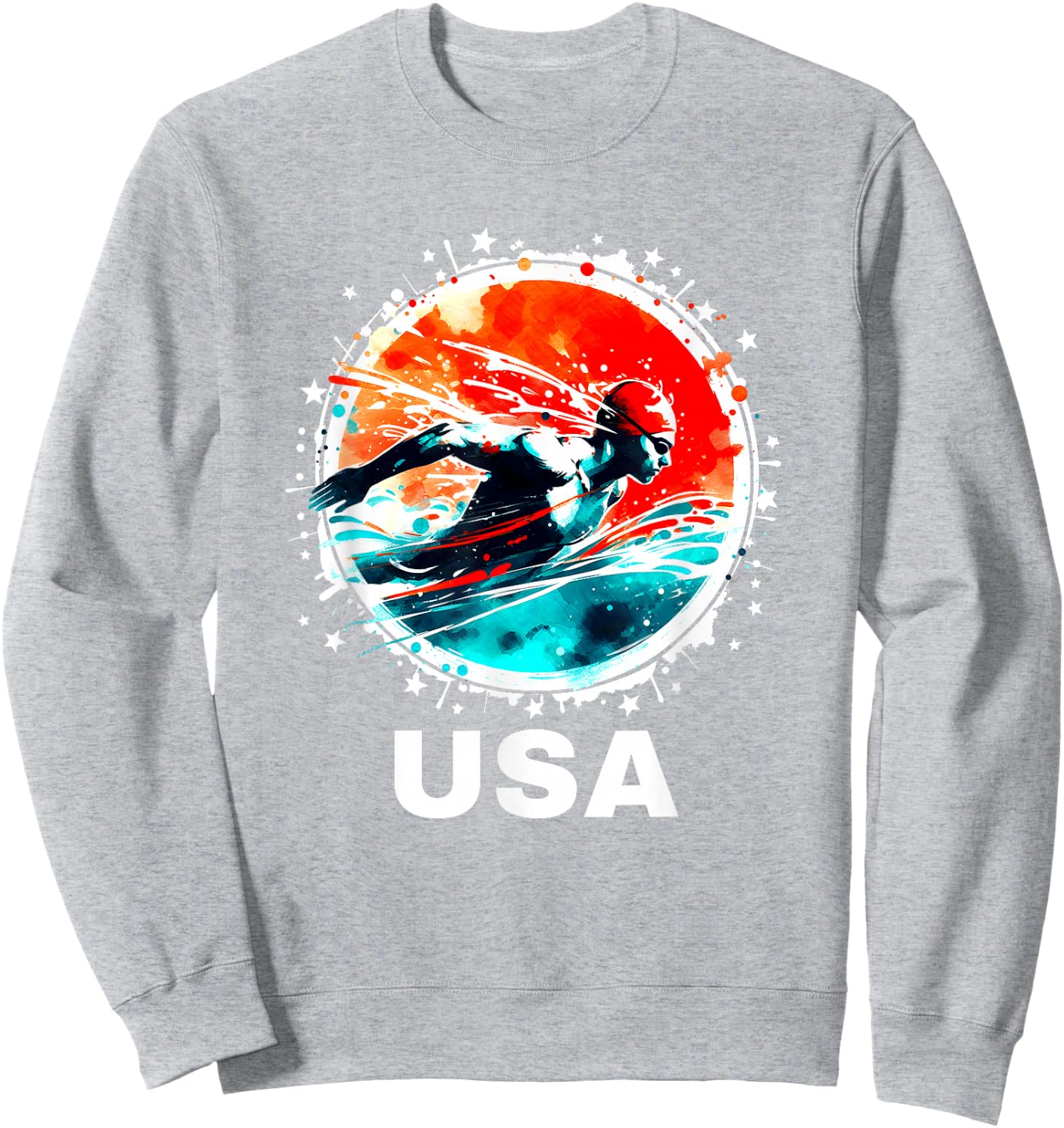 Swimming United States Team Apparel American Flag Swimming Sweatshirt - Sweatshirt | Ash