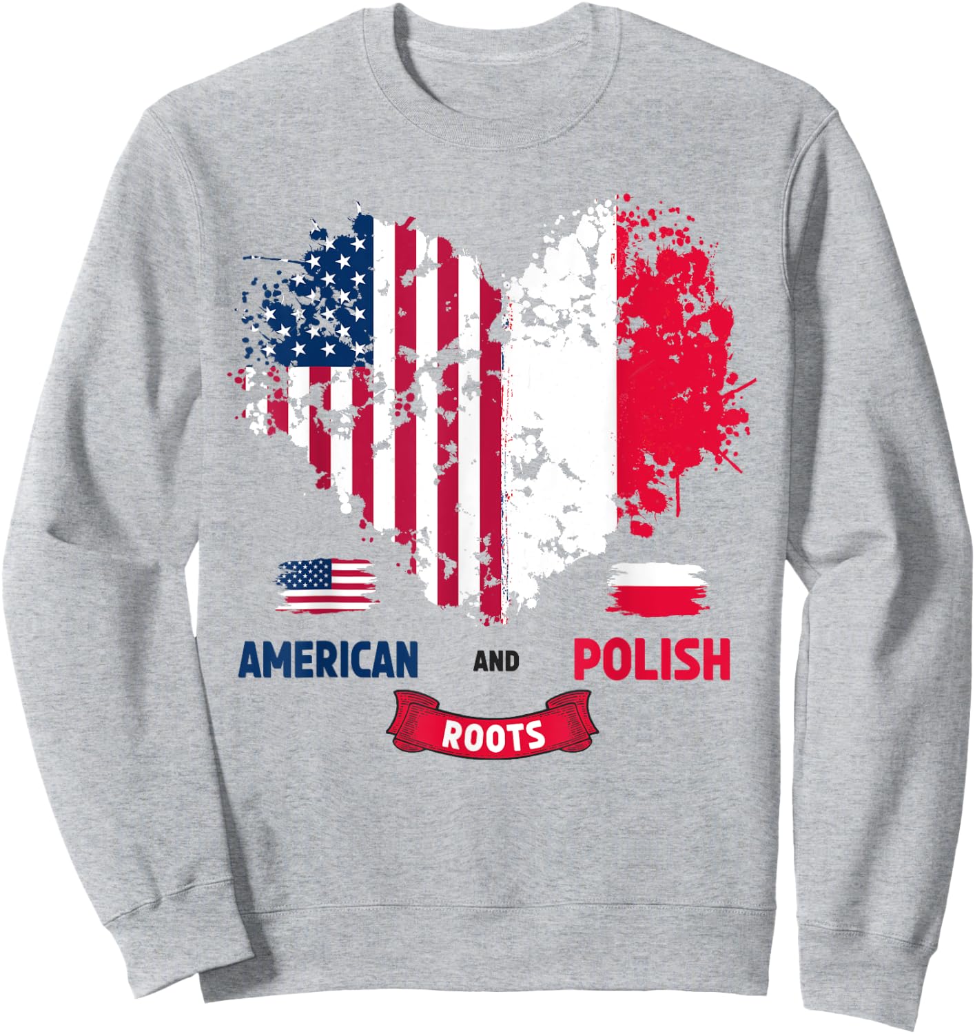 Polish American Flag Ideas For Kids Poland Flag Heart Sweatshirt - Sweatshirt | Ash