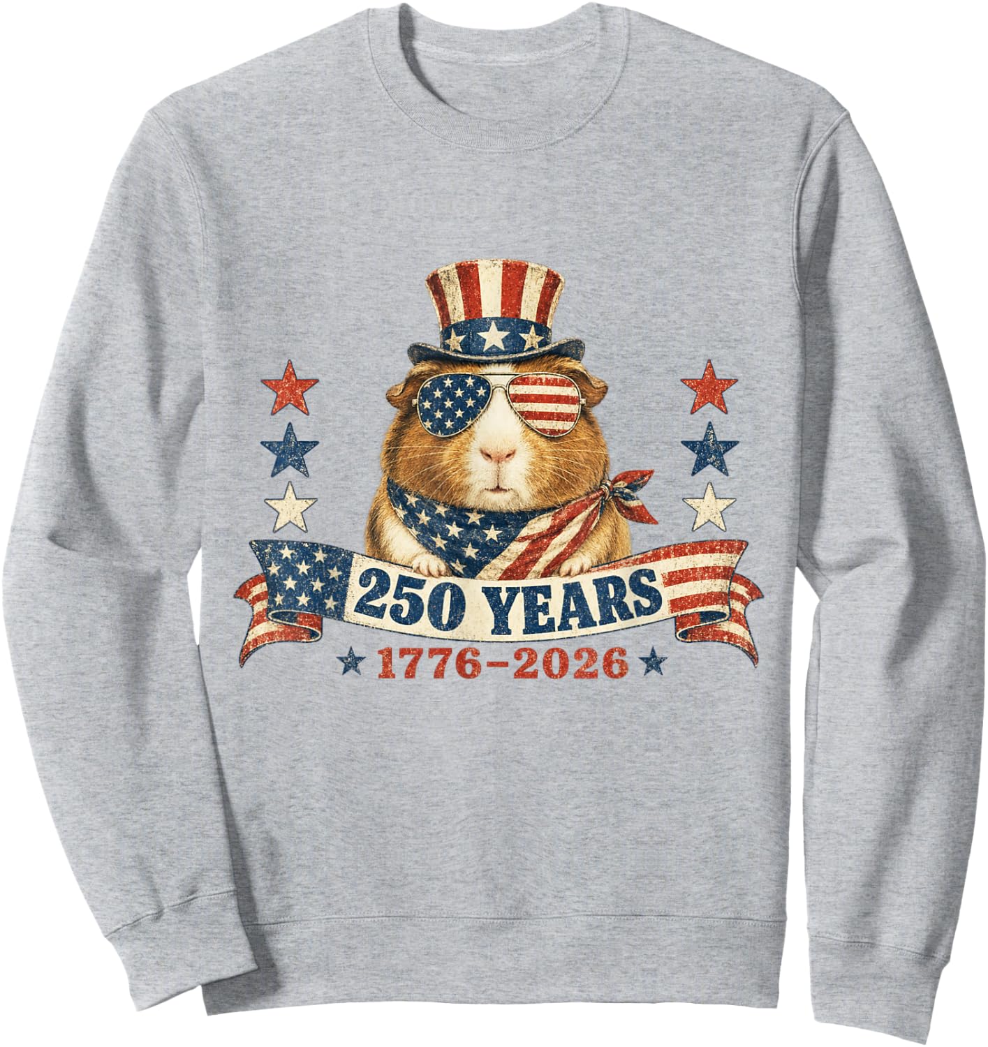 Funny USA Independence Day Patriotic 4th of July Guinea Pig Sweatshirt - Sweatshirt | Ash
