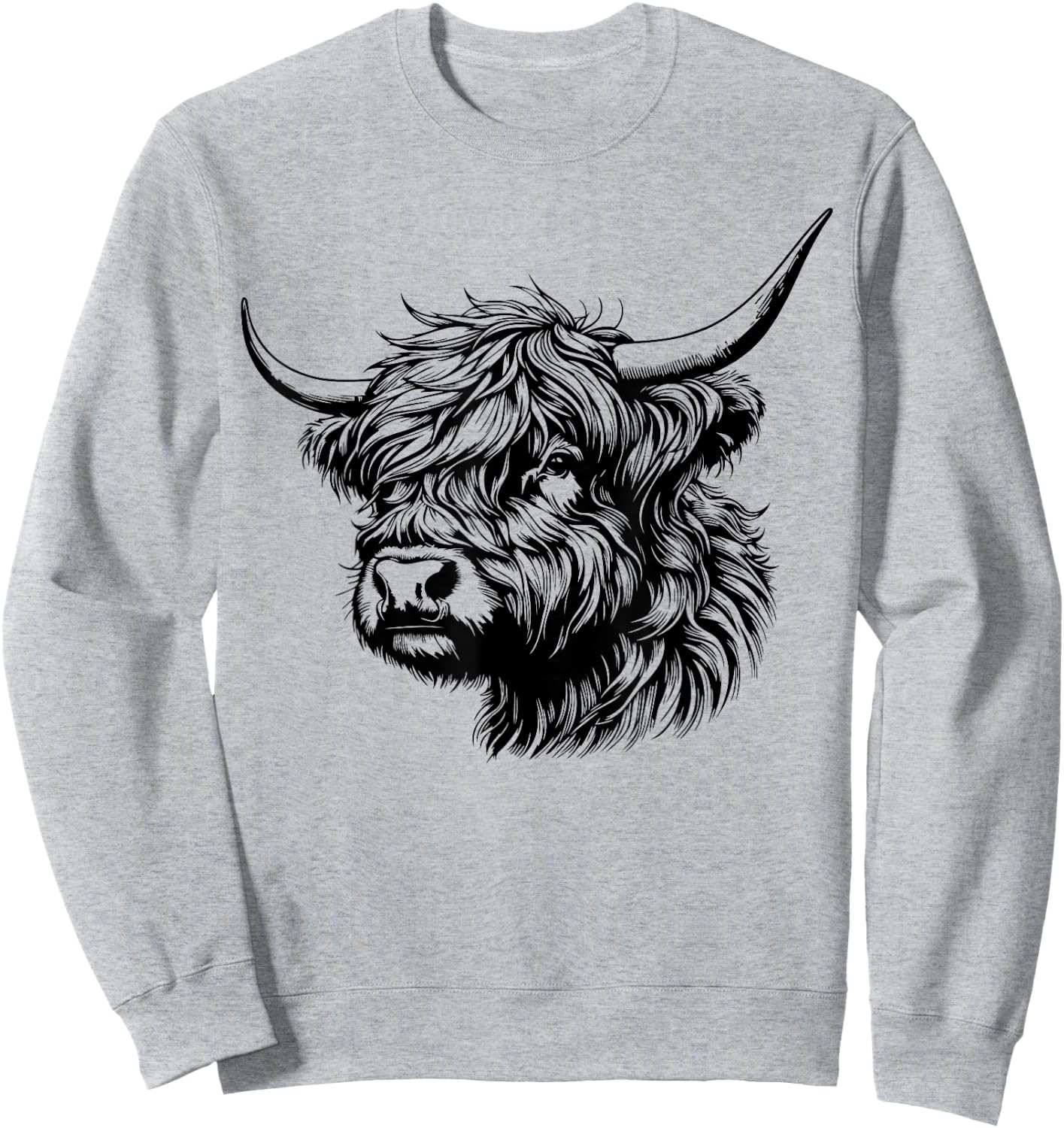 Scottish Highland Cow Head Calf Animal Cute Highland Cow Sweatshirt - Sweatshirt | Ash
