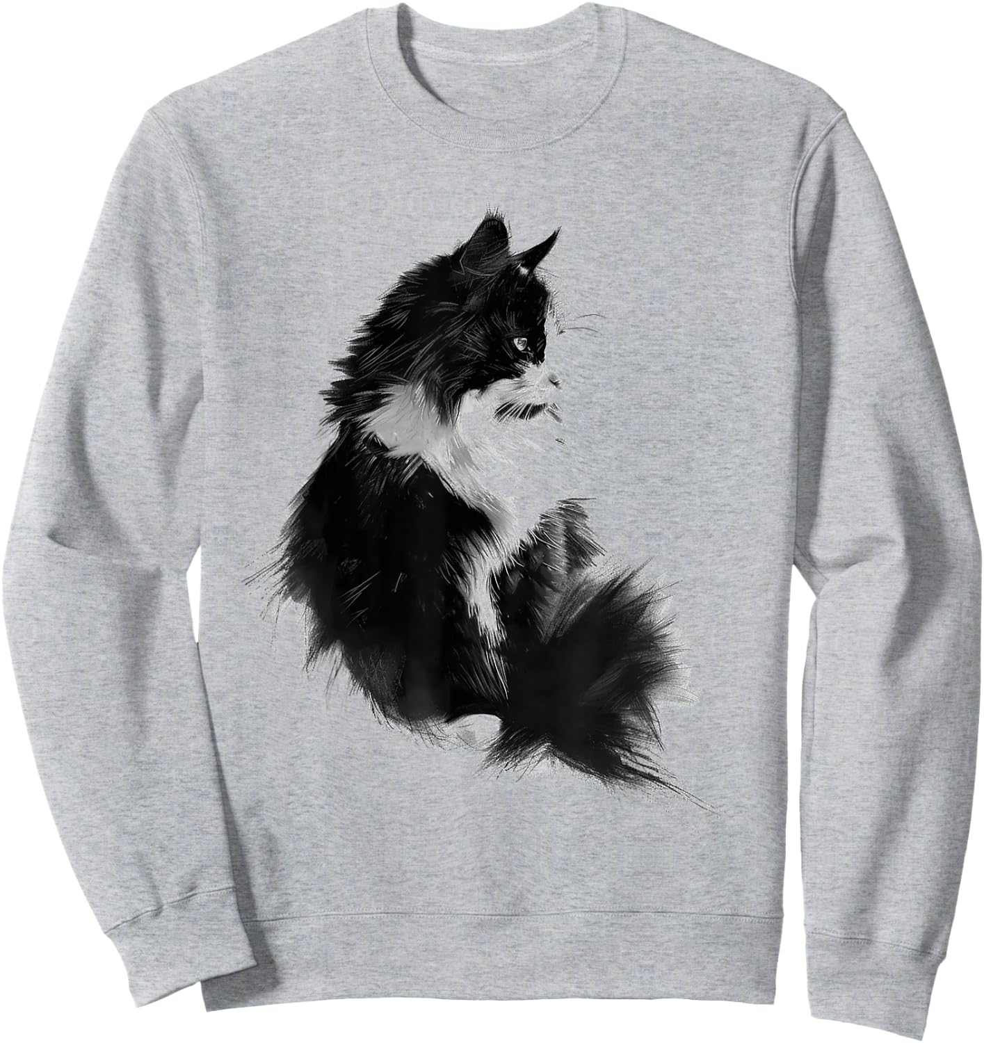 Cat Abstract Graphic Drawing Illustration Animal Cat Women Kids Sweatshirt - Sweatshirt | Ash