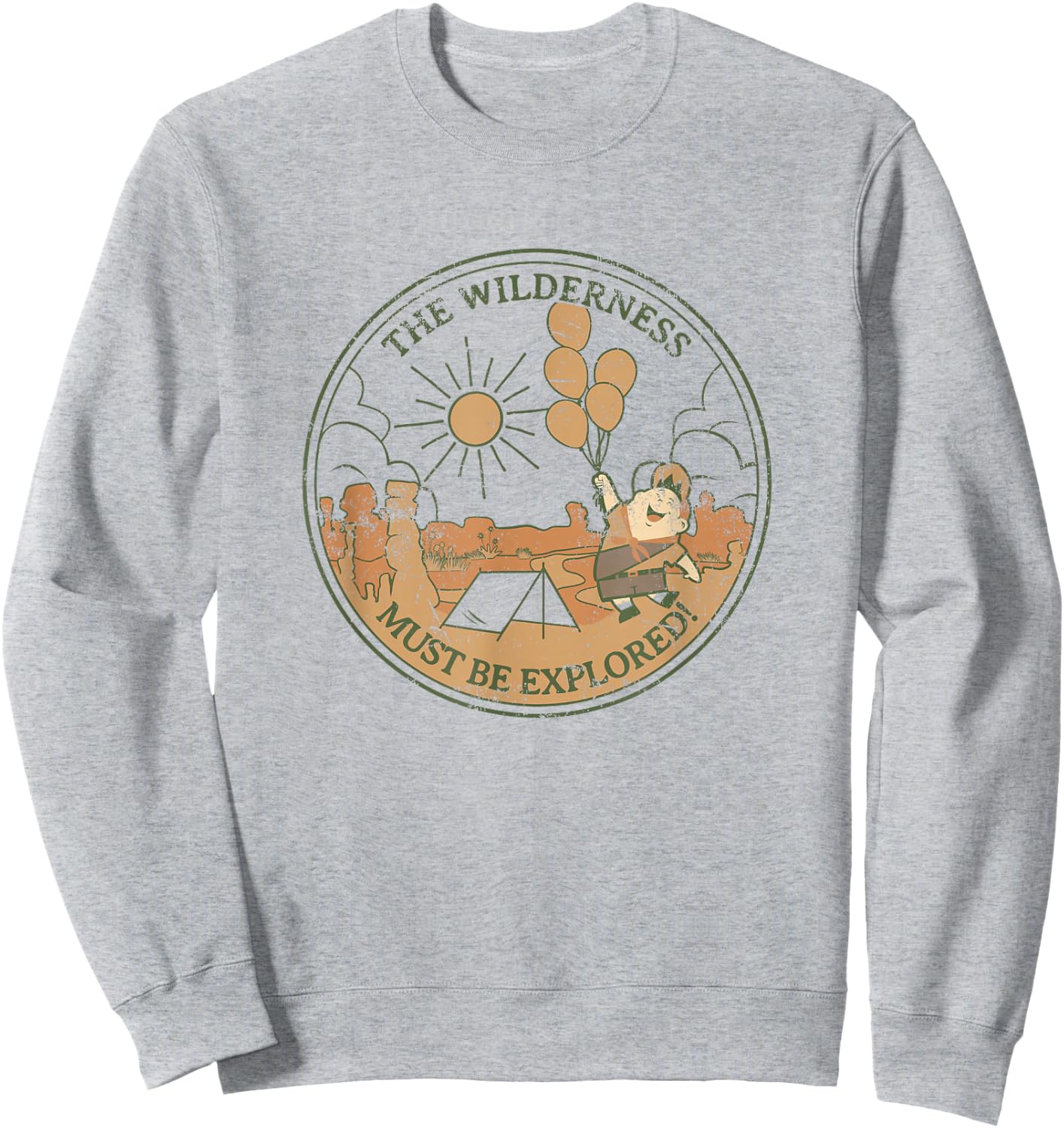 Disney Pixar Up The Wilderness Must Be Explored Distressed Sweatshirt - Sweatshirt | Ash