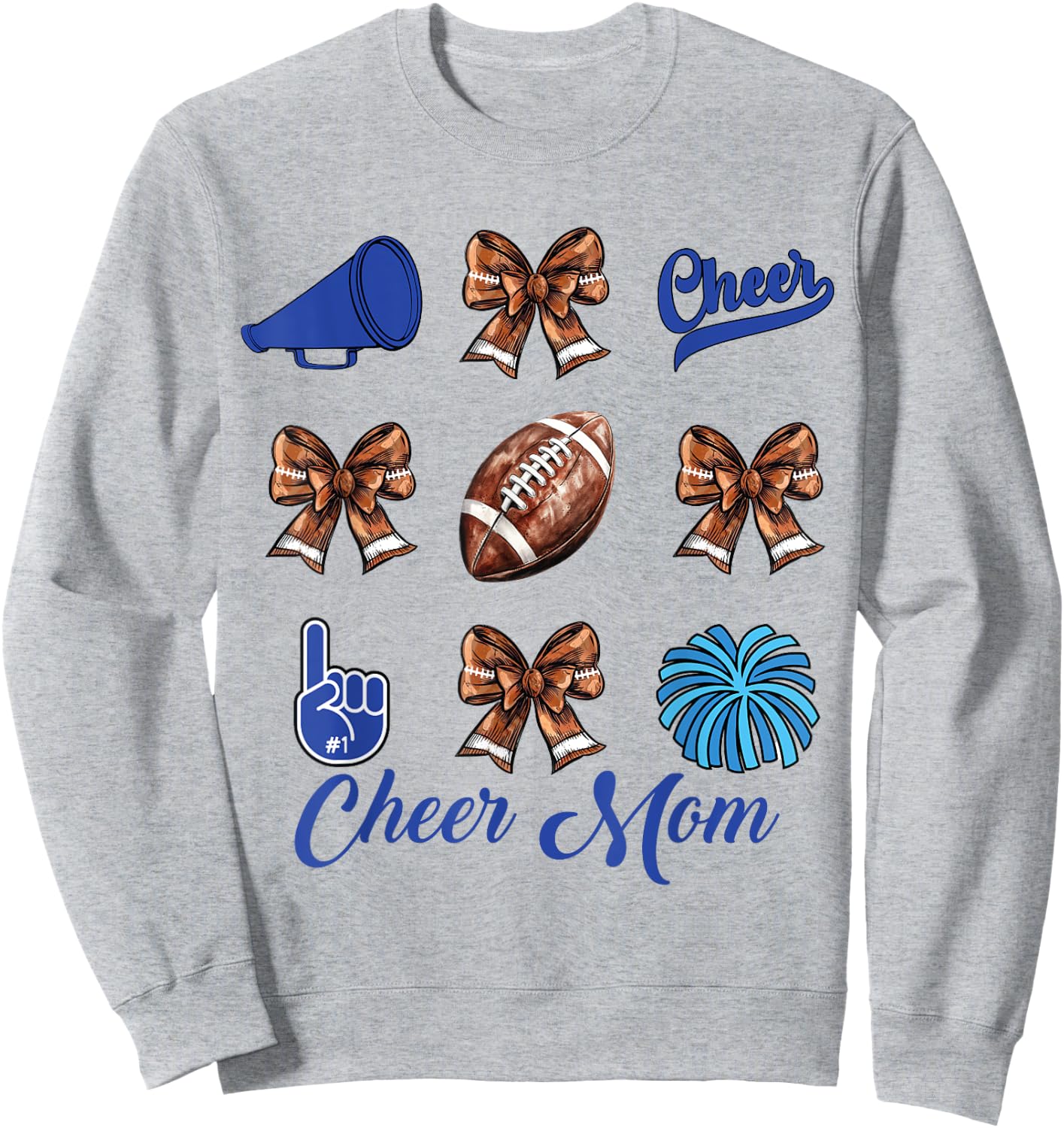 Cheer Mom Football Coquette Bow Cheerleading Mama Sweatshirt - Sweatshirt | Ash