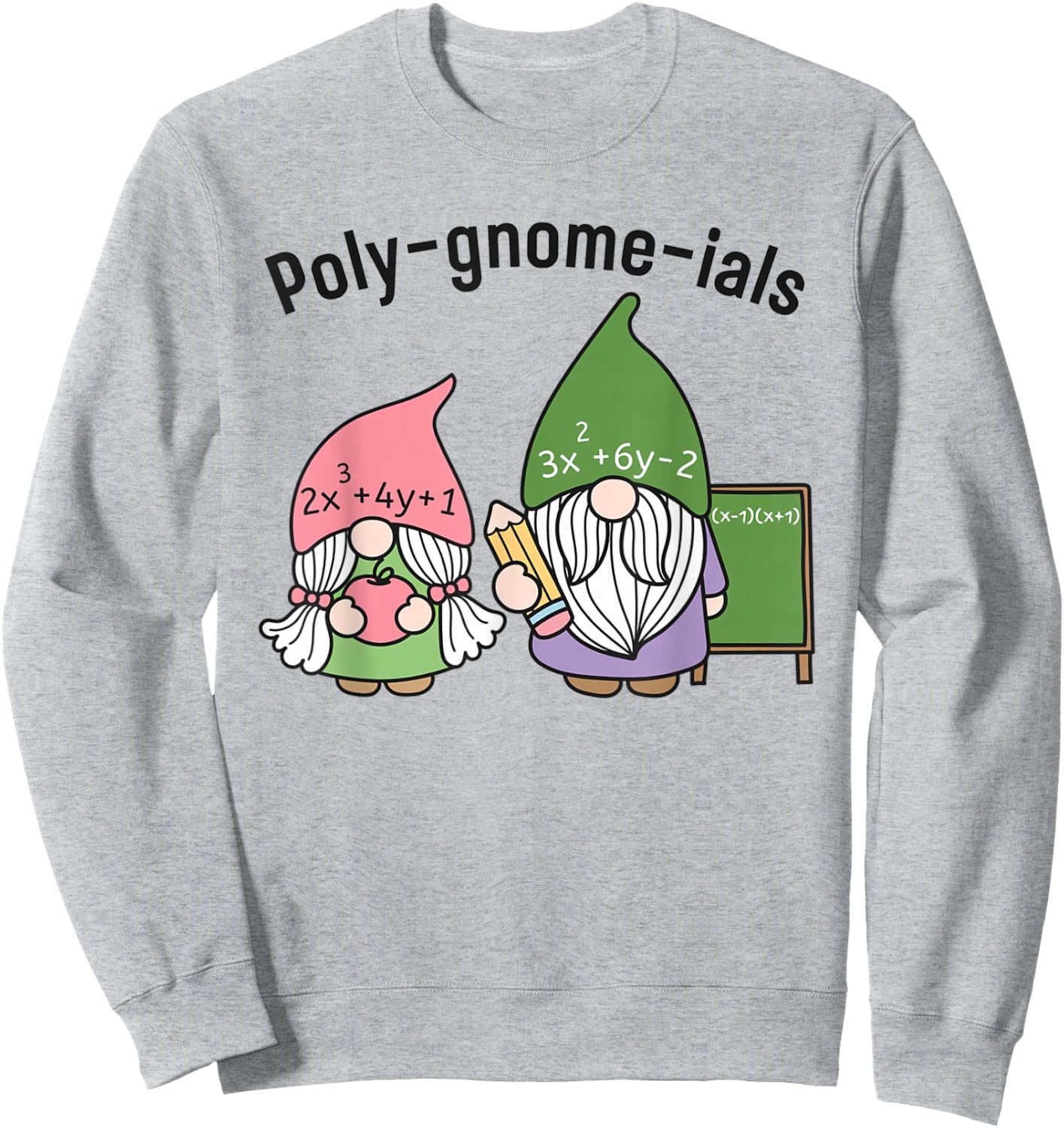 Funny Math Teacher Poly-gnome-ials Algebra Teacher Calculus Sweatshirt - Sweatshirt | Ash