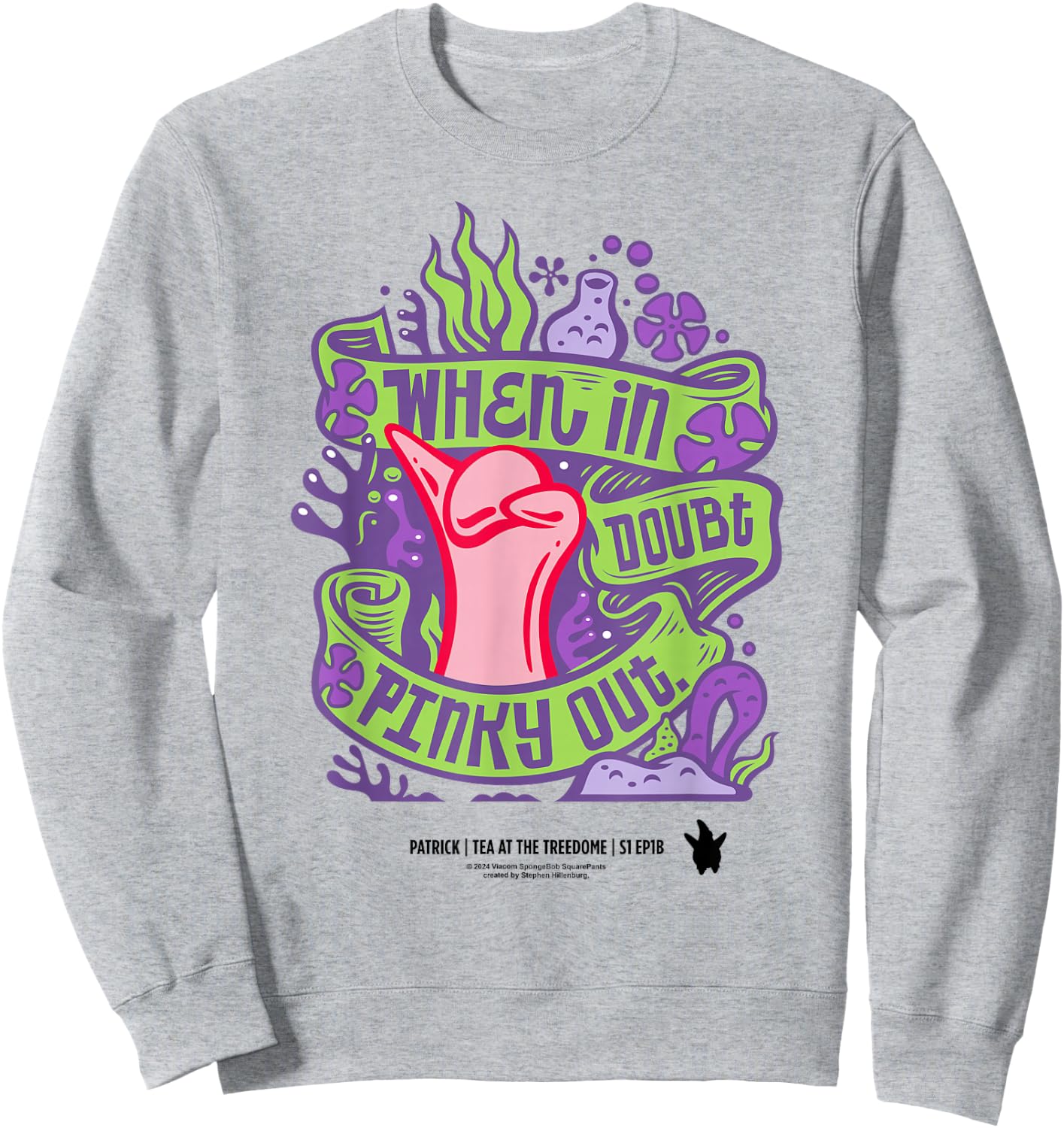 SpongeBob SquarePants Patrick Pinky Out Sweatshirt - Sweatshirt | Ash